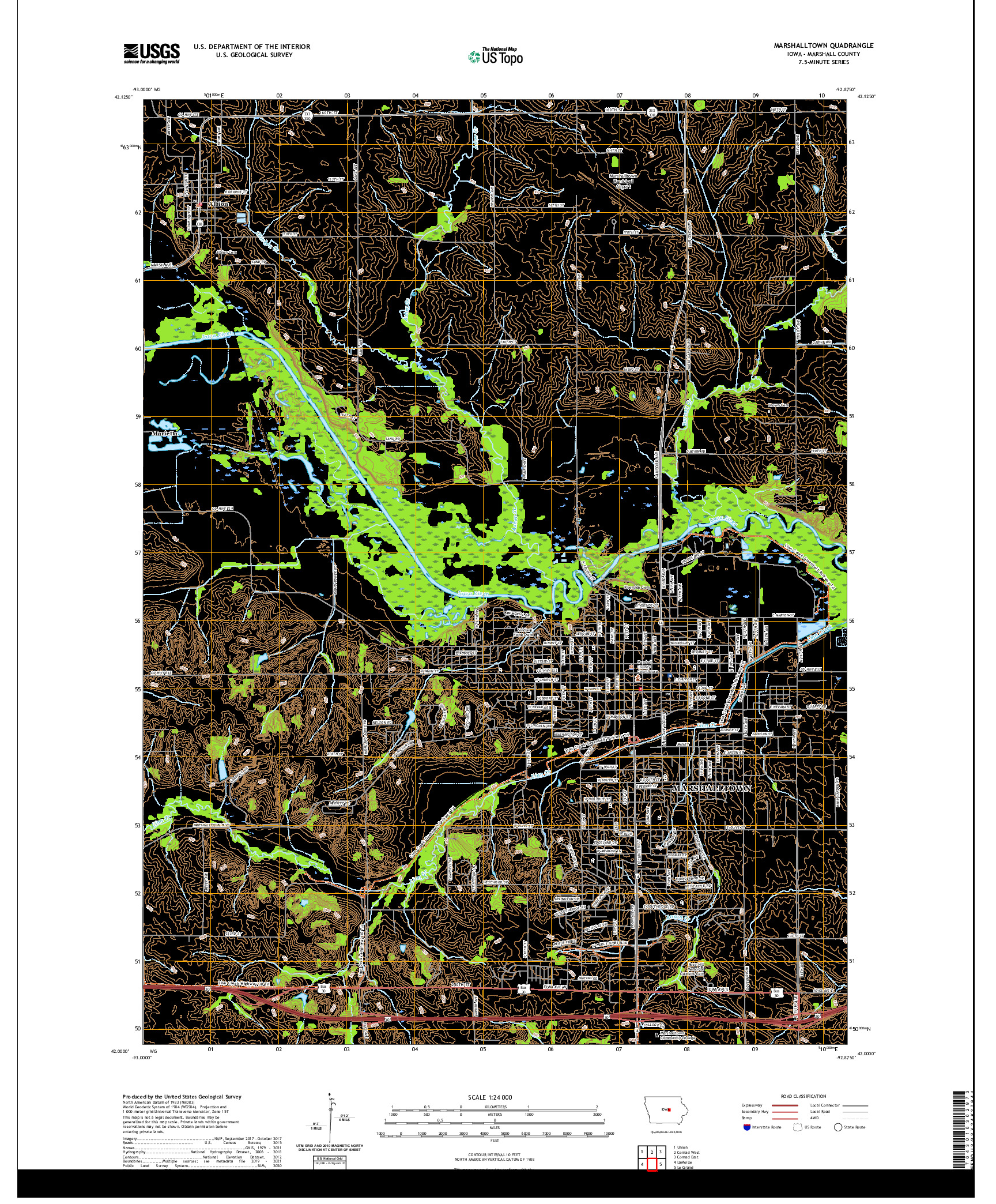 US TOPO 7.5-MINUTE MAP FOR MARSHALLTOWN, IA