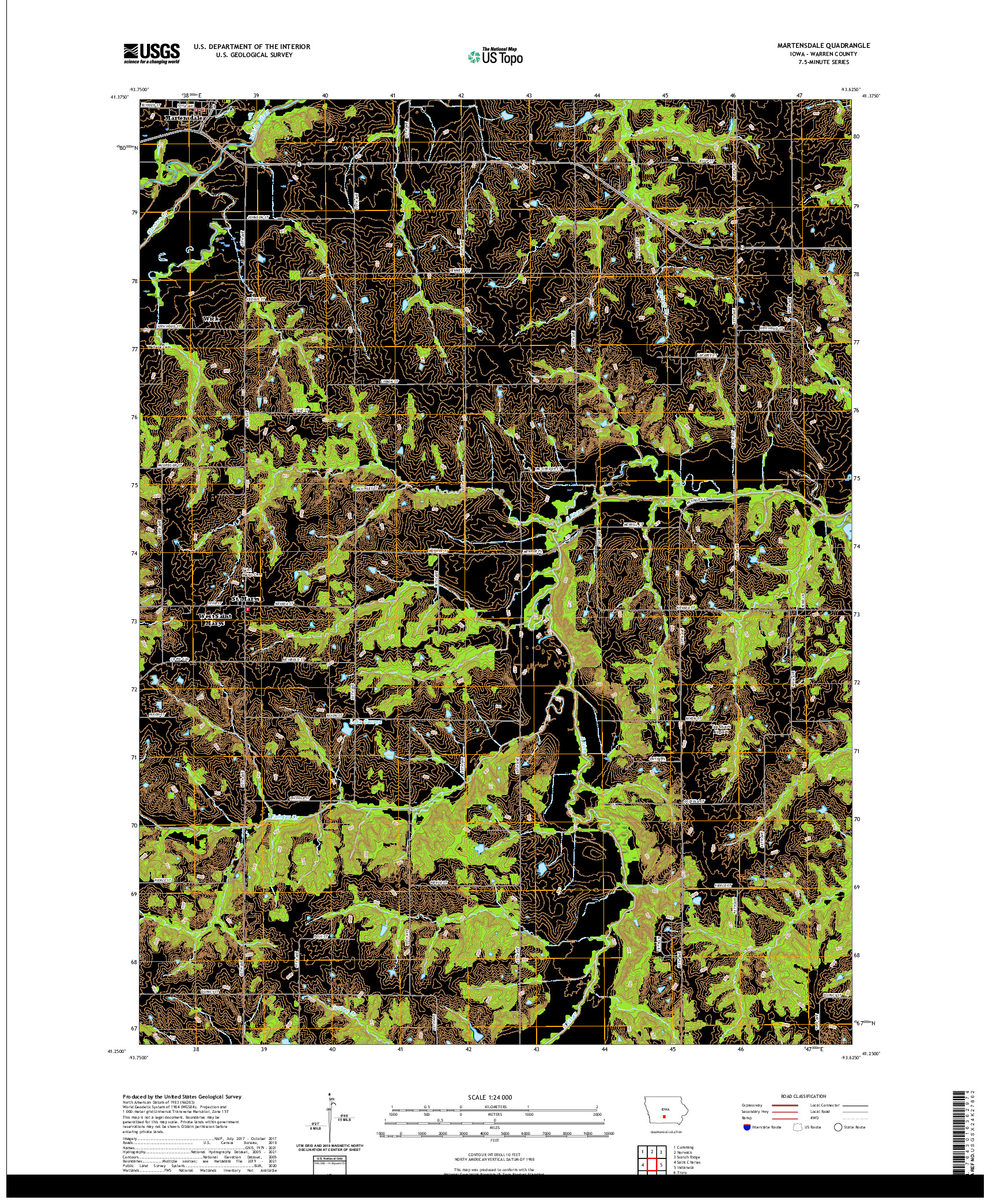 US TOPO 7.5-MINUTE MAP FOR MARTENSDALE, IA