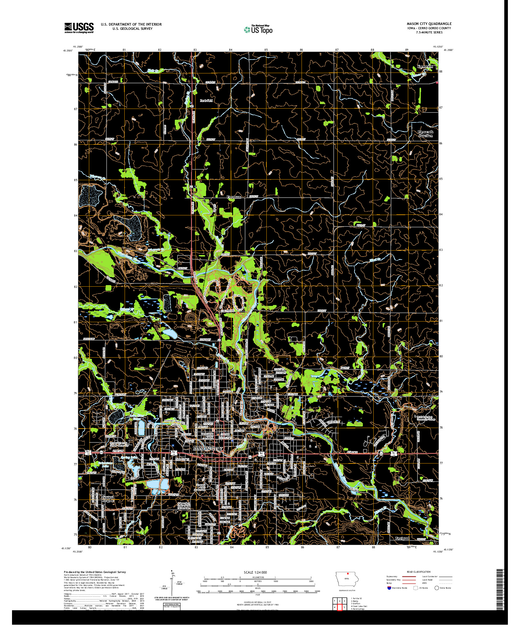 US TOPO 7.5-MINUTE MAP FOR MASON CITY, IA