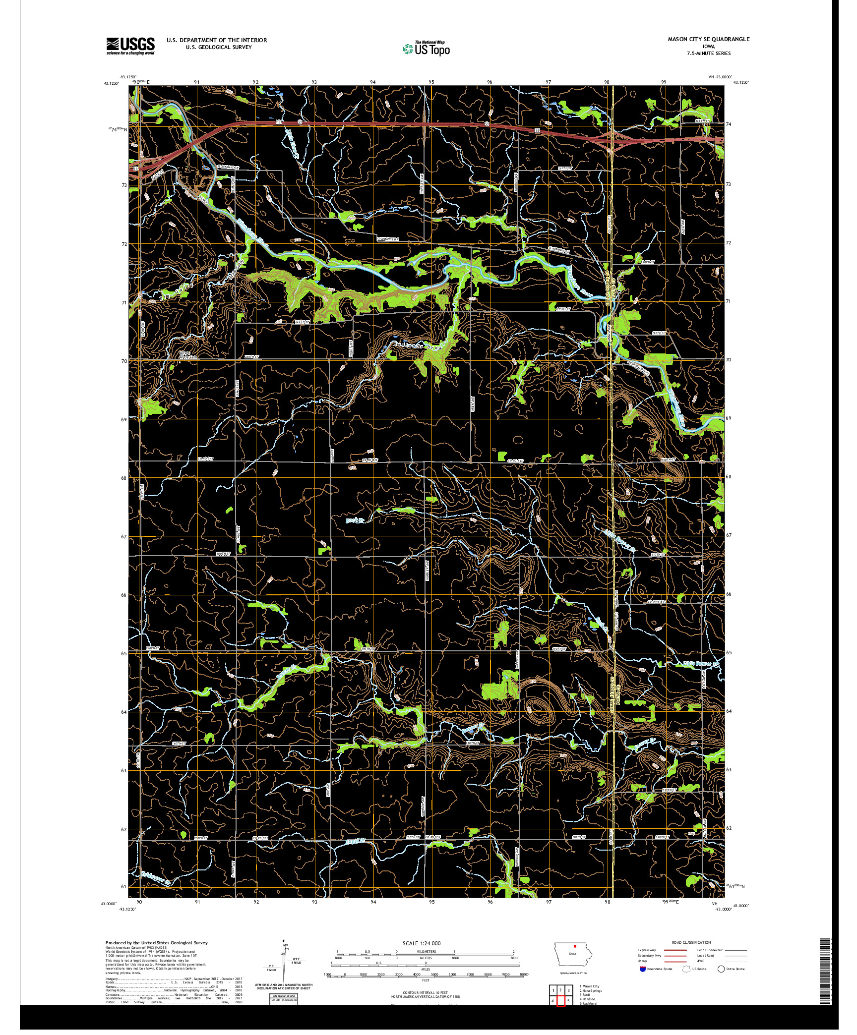 US TOPO 7.5-MINUTE MAP FOR MASON CITY SE, IA