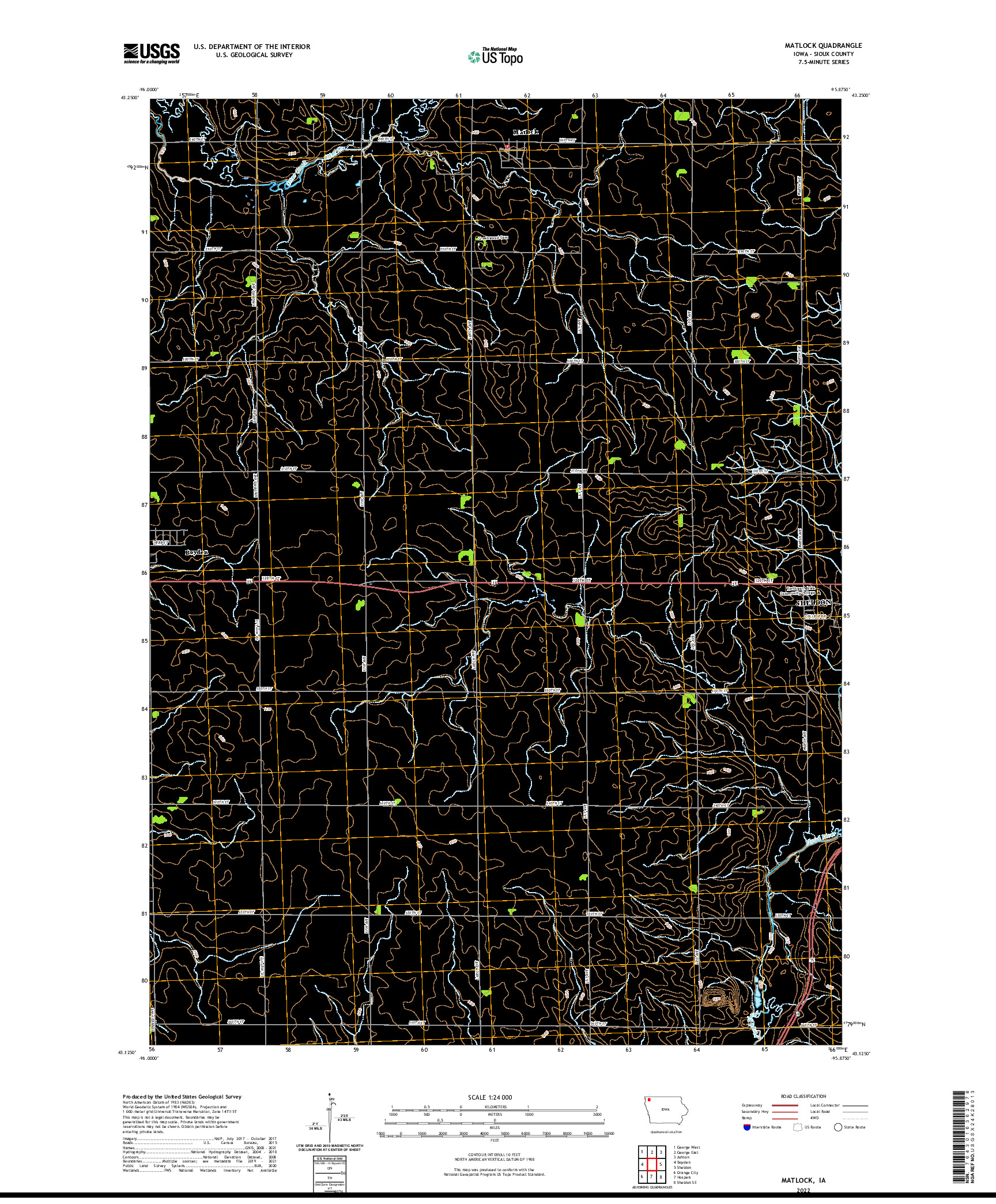 US TOPO 7.5-MINUTE MAP FOR MATLOCK, IA