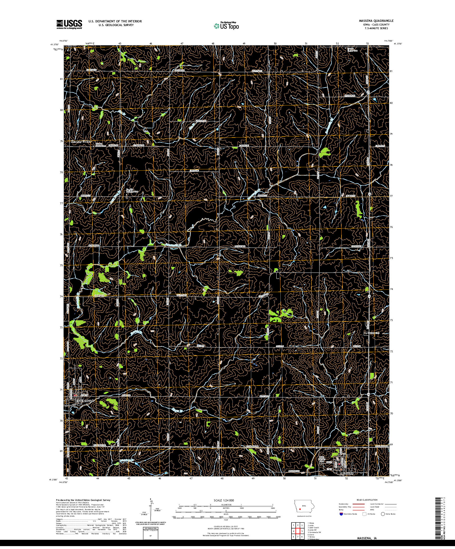 US TOPO 7.5-MINUTE MAP FOR MASSENA, IA