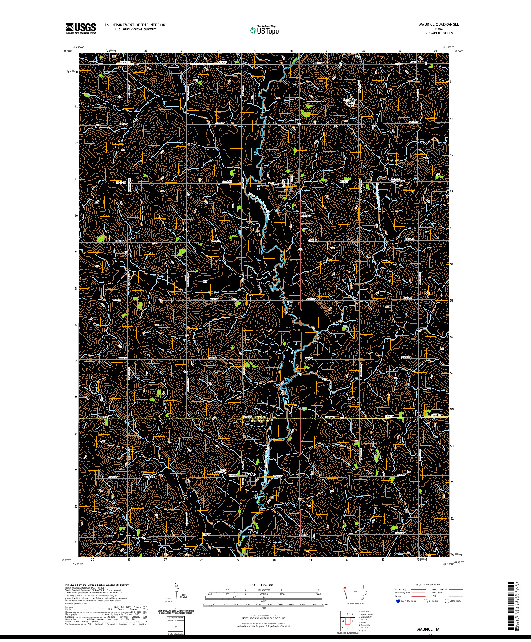 US TOPO 7.5-MINUTE MAP FOR MAURICE, IA