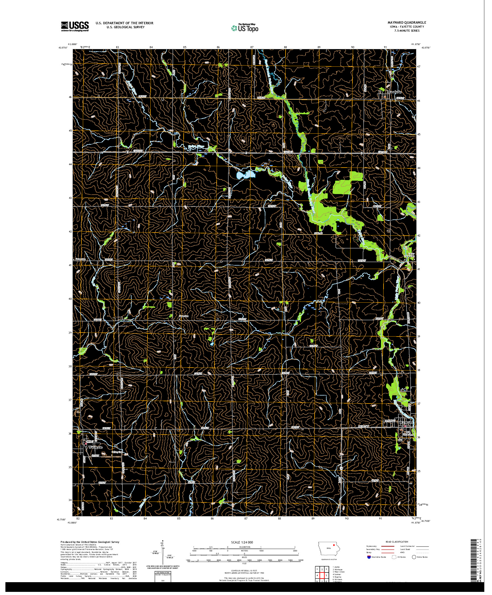 US TOPO 7.5-MINUTE MAP FOR MAYNARD, IA