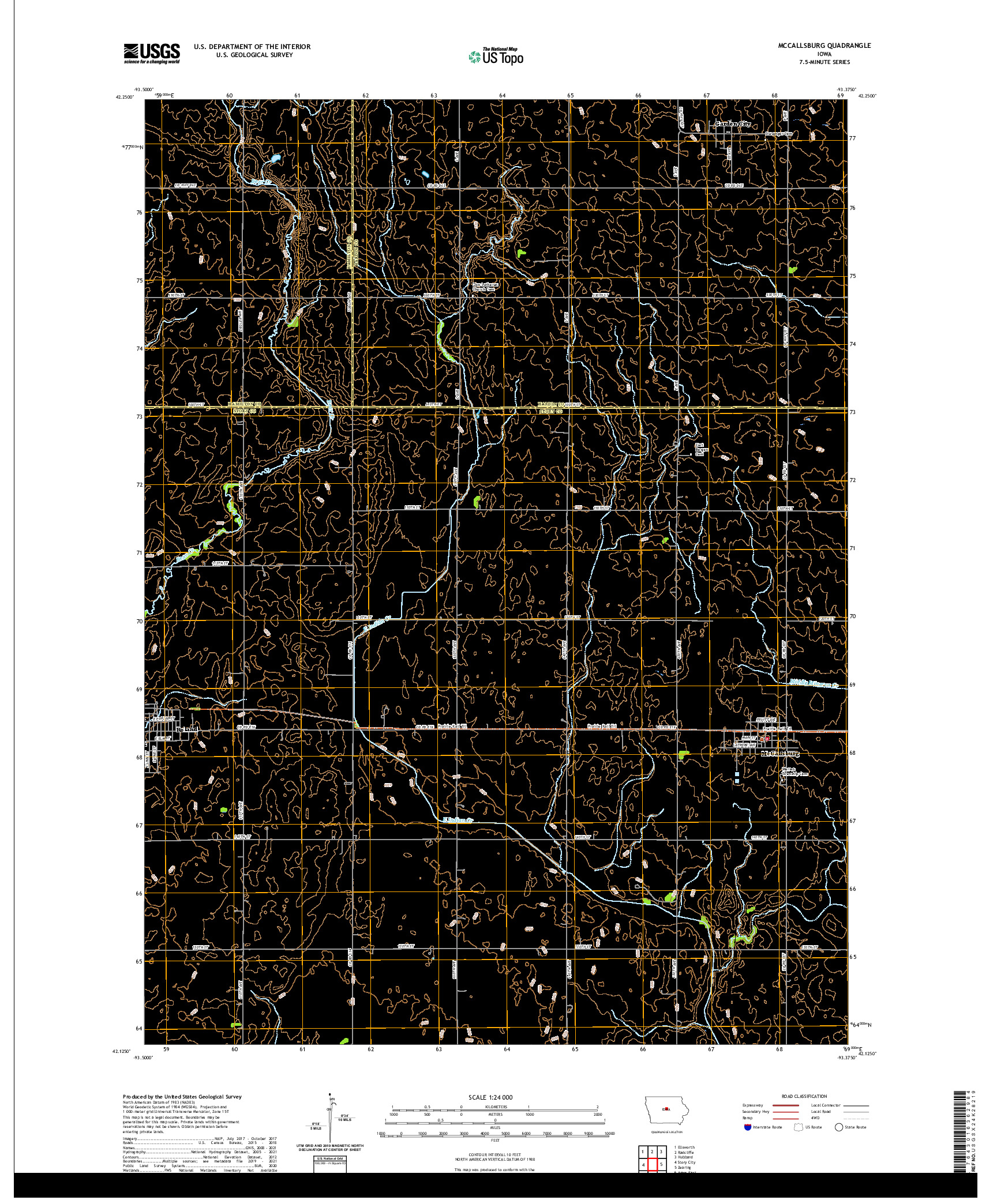 US TOPO 7.5-MINUTE MAP FOR MCCALLSBURG, IA