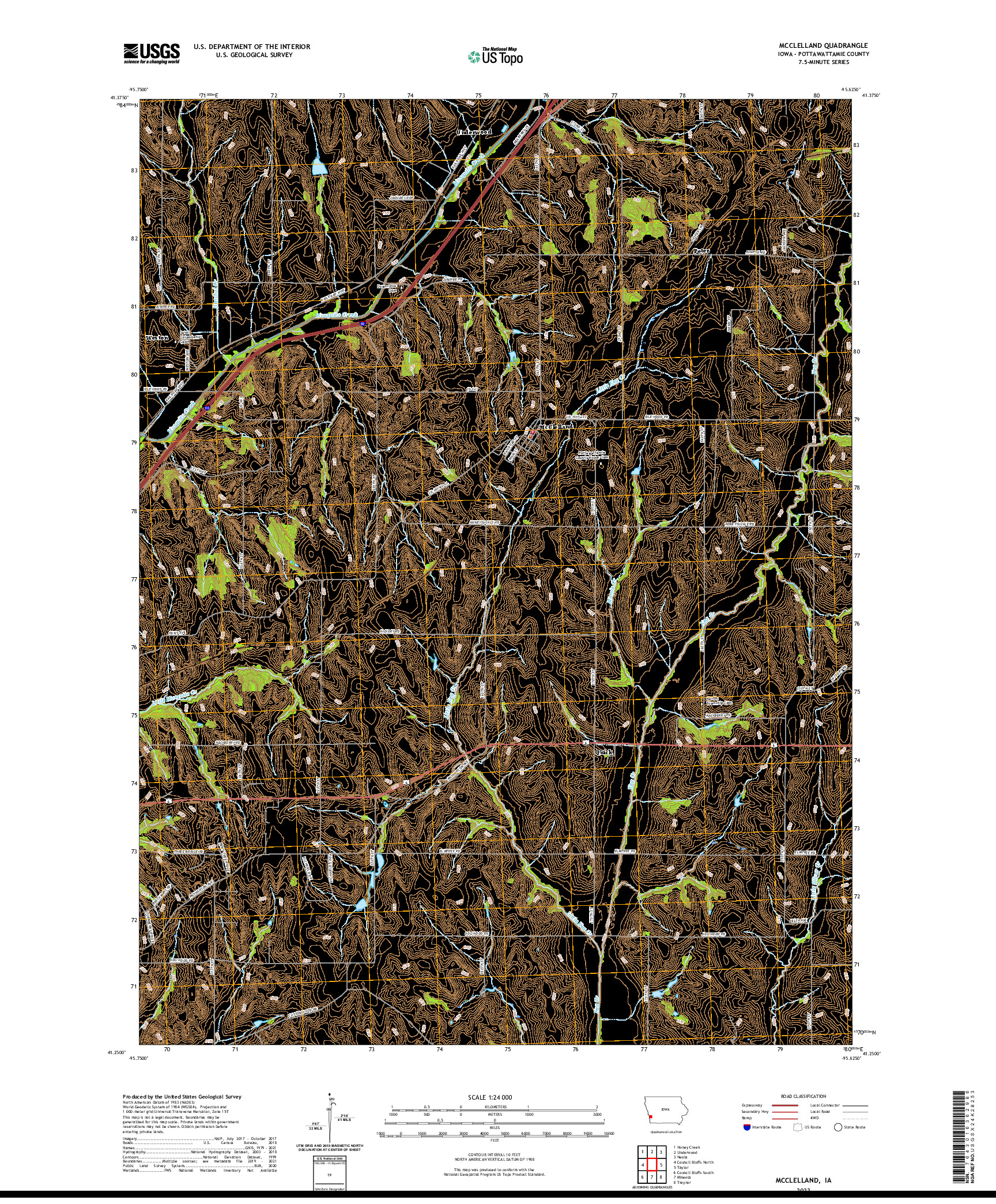 US TOPO 7.5-MINUTE MAP FOR MCCLELLAND, IA