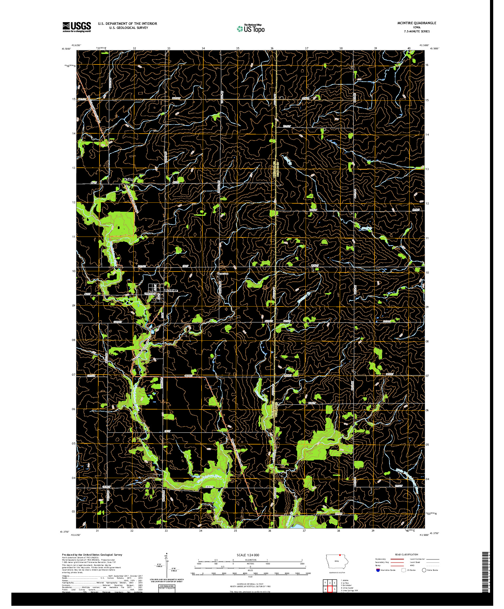 US TOPO 7.5-MINUTE MAP FOR MCINTIRE, IA