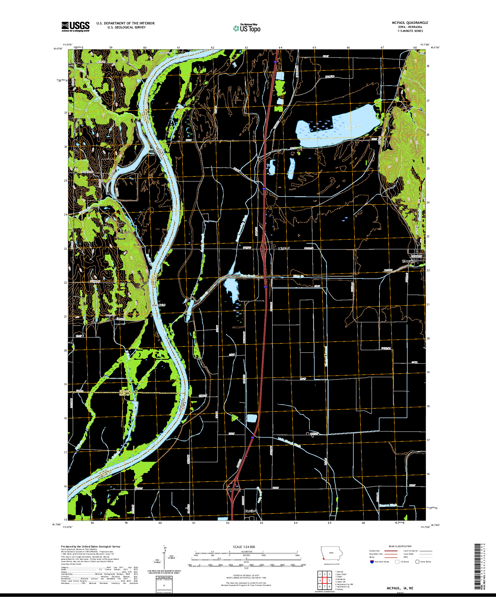 US TOPO 7.5-MINUTE MAP FOR MCPAUL, IA,NE