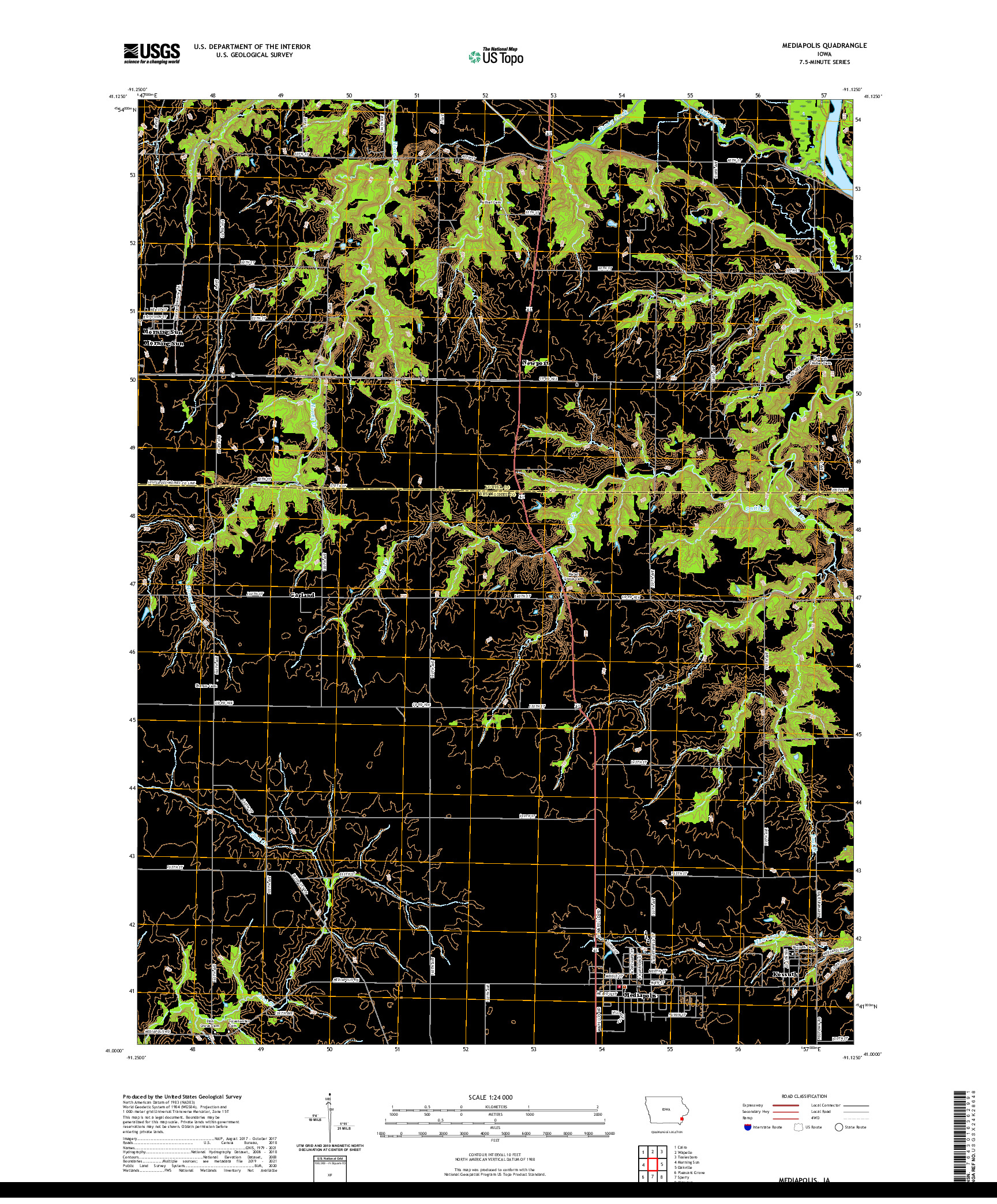 US TOPO 7.5-MINUTE MAP FOR MEDIAPOLIS, IA