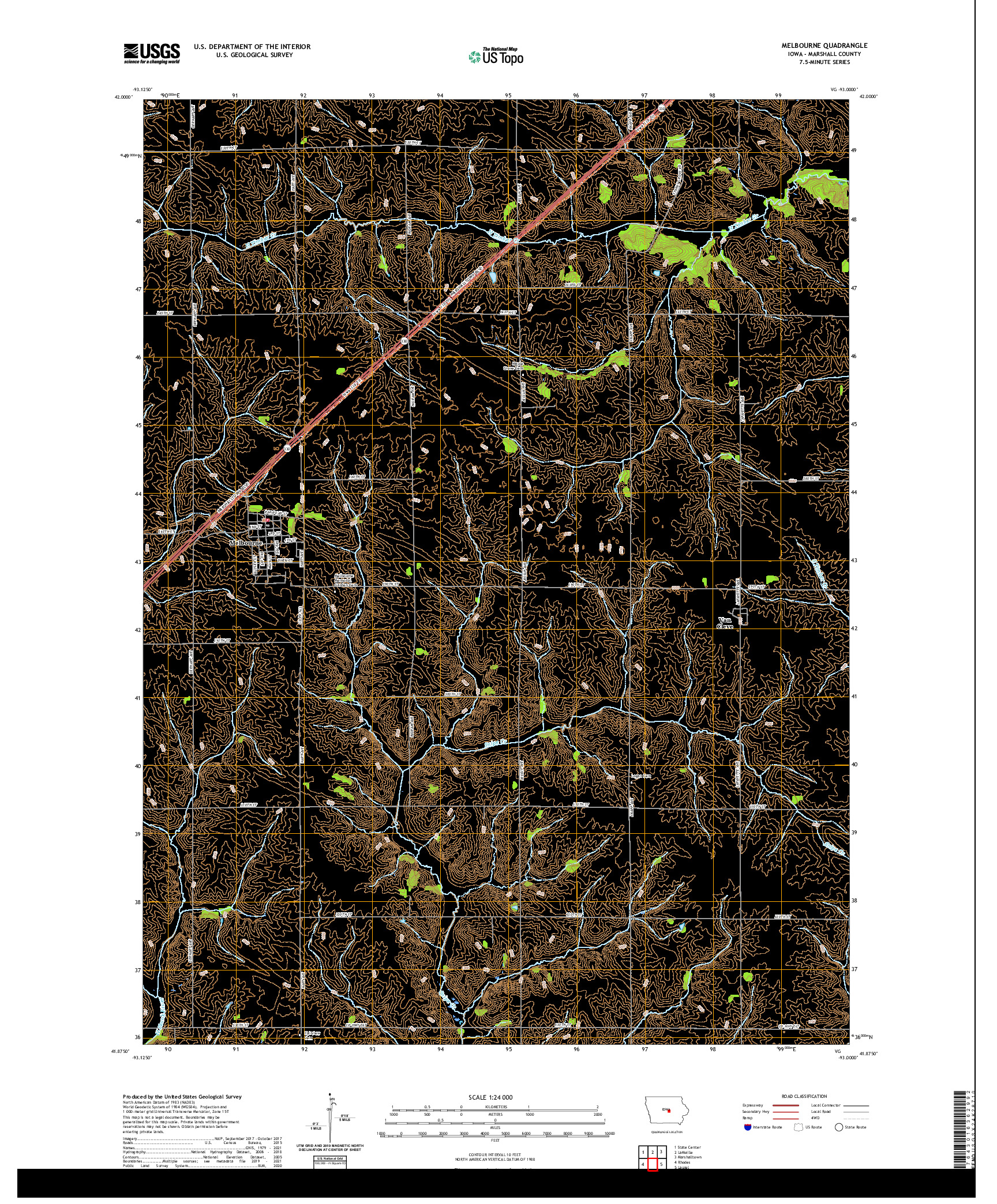 US TOPO 7.5-MINUTE MAP FOR MELBOURNE, IA