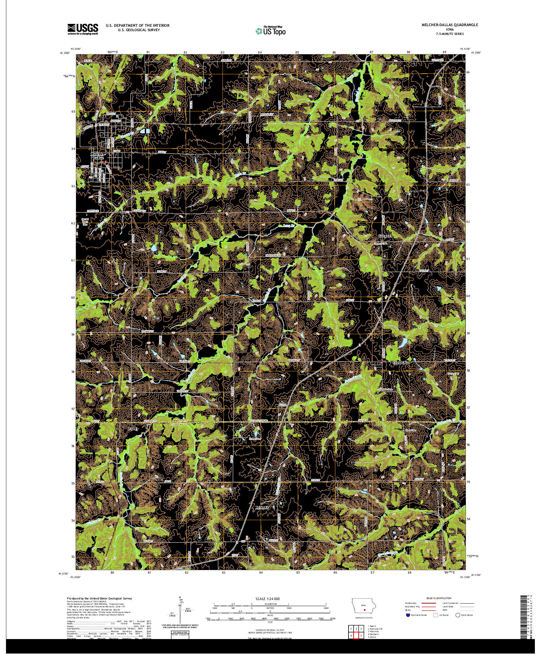 US TOPO 7.5-MINUTE MAP FOR MELCHER-DALLAS, IA