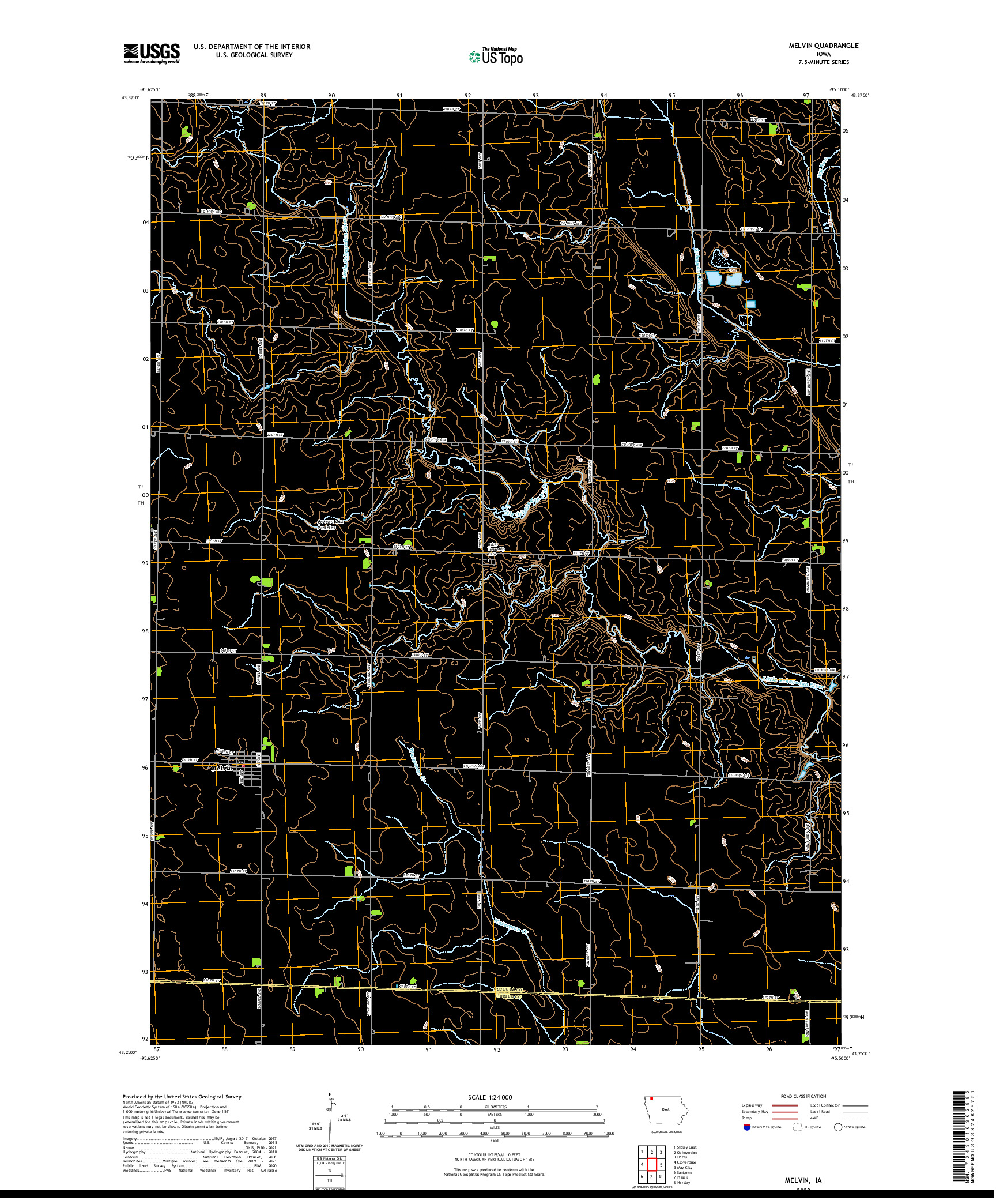 US TOPO 7.5-MINUTE MAP FOR MELVIN, IA