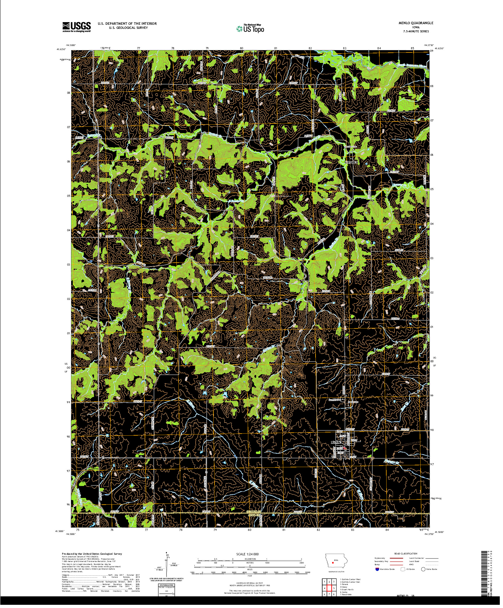 US TOPO 7.5-MINUTE MAP FOR MENLO, IA