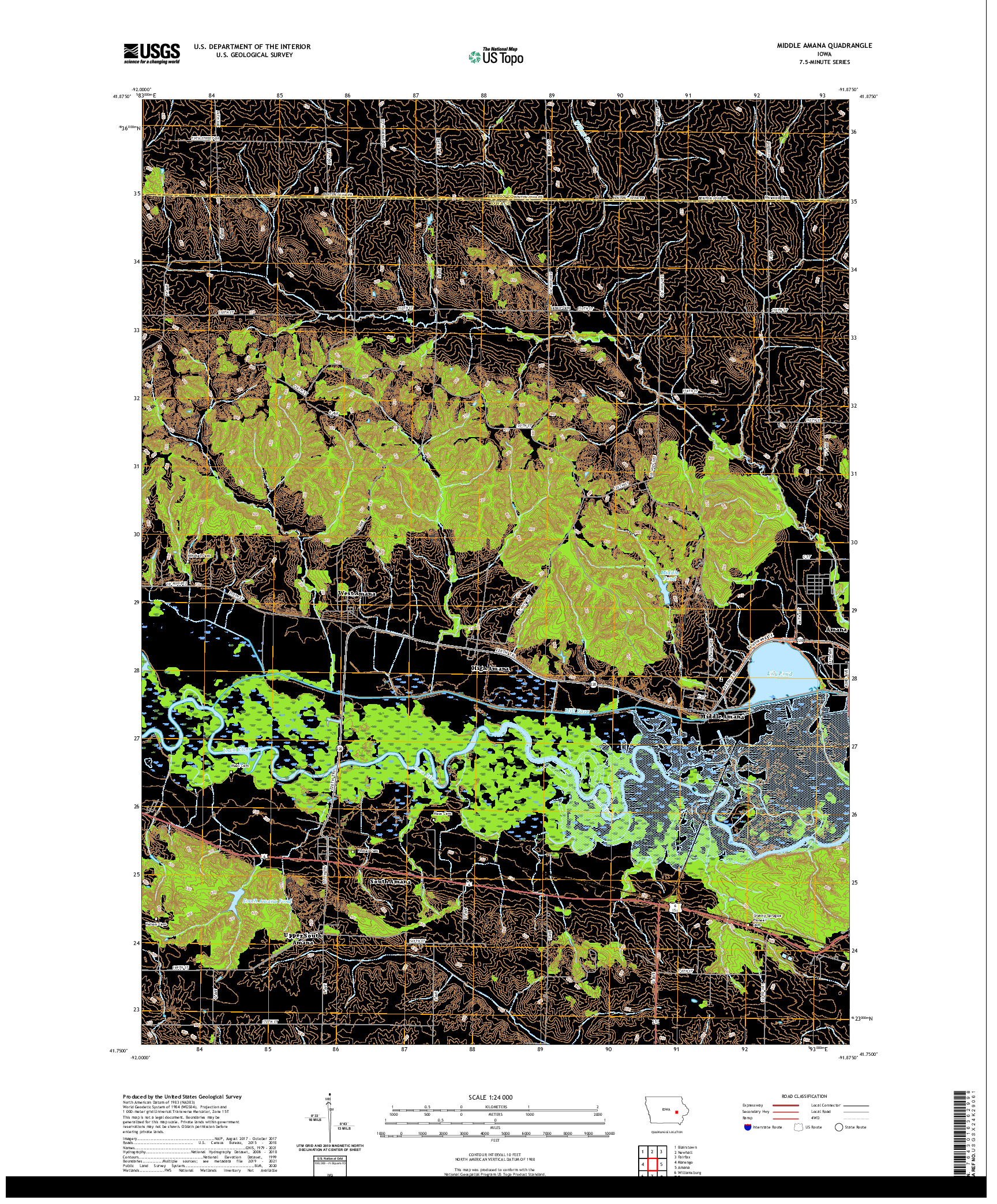 US TOPO 7.5-MINUTE MAP FOR MIDDLE AMANA, IA