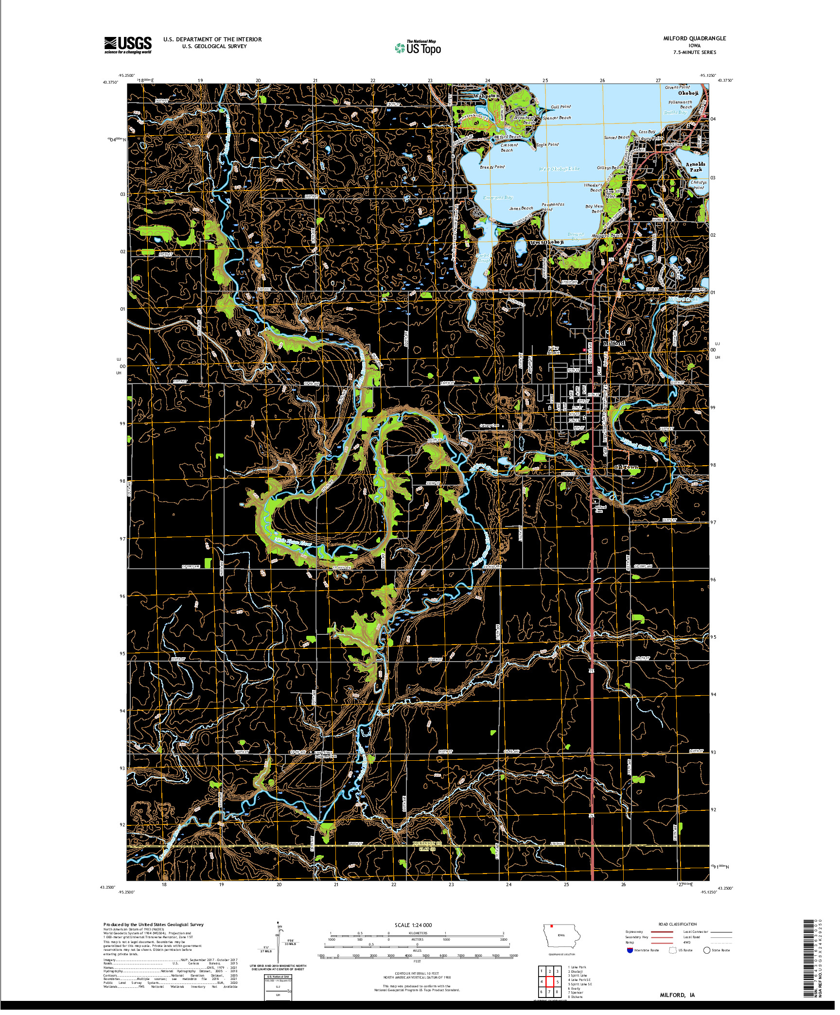 US TOPO 7.5-MINUTE MAP FOR MILFORD, IA