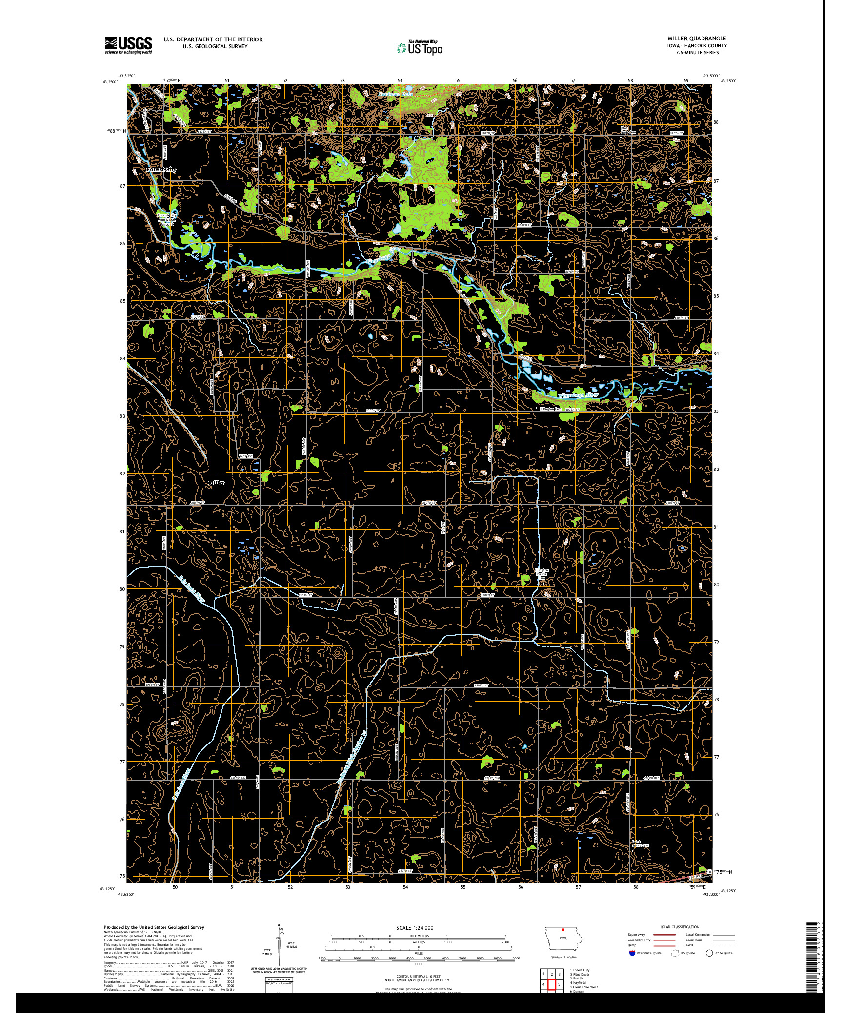 US TOPO 7.5-MINUTE MAP FOR MILLER, IA