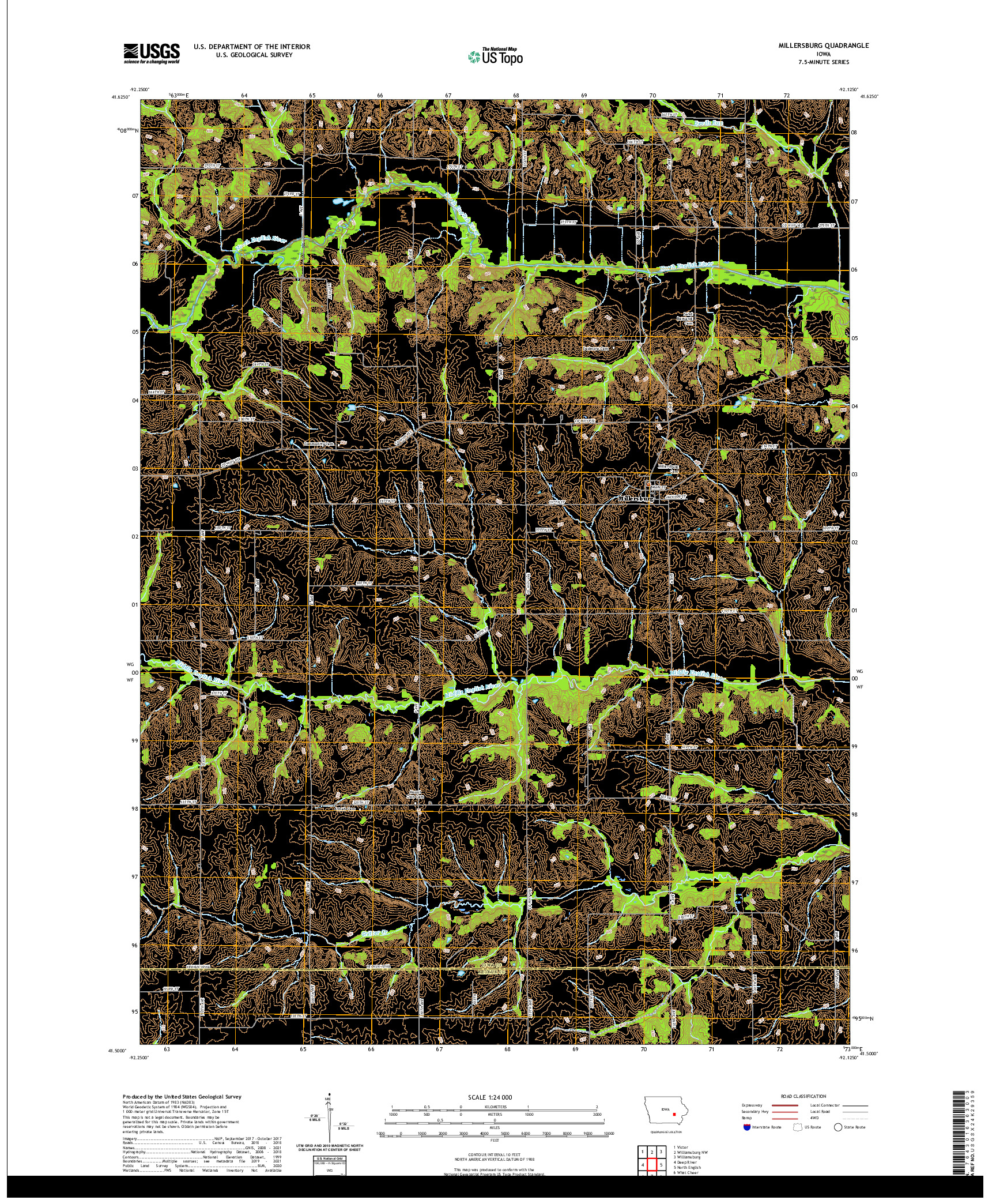 US TOPO 7.5-MINUTE MAP FOR MILLERSBURG, IA