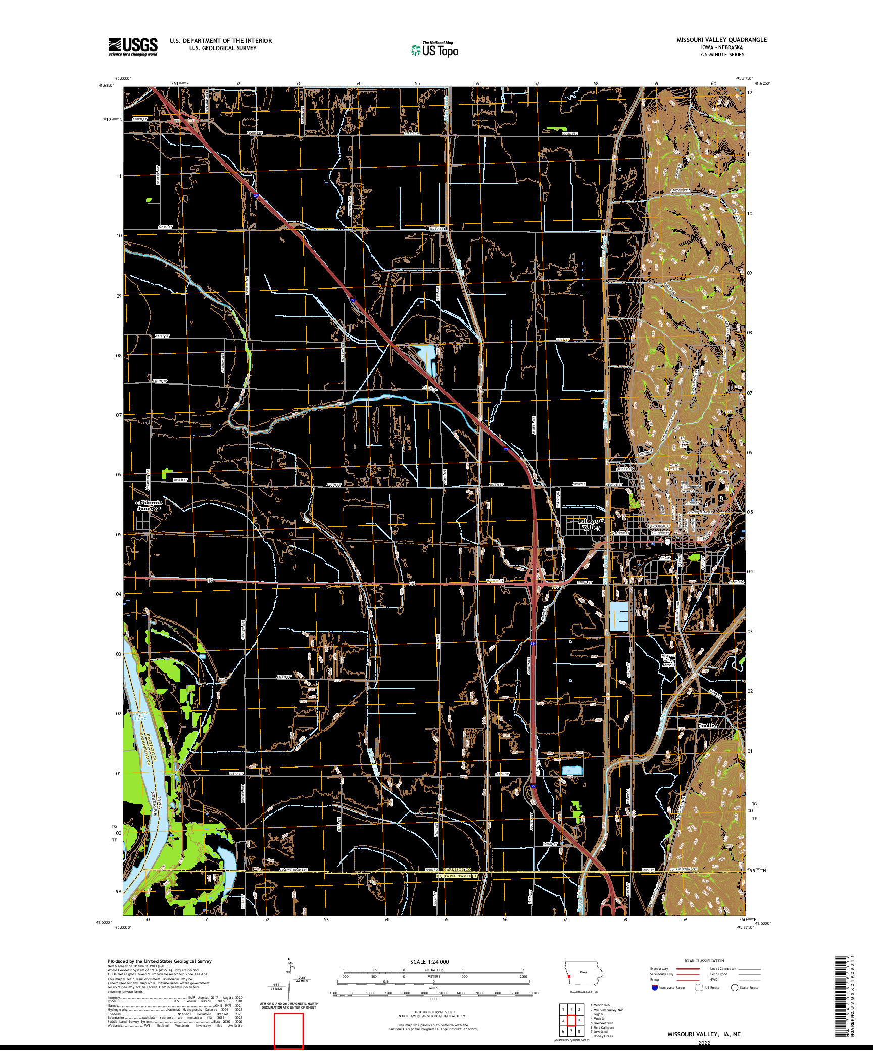 US TOPO 7.5-MINUTE MAP FOR MISSOURI VALLEY, IA,NE