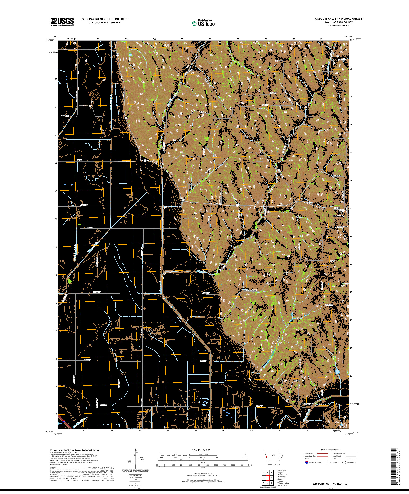 US TOPO 7.5-MINUTE MAP FOR MISSOURI VALLEY NW, IA