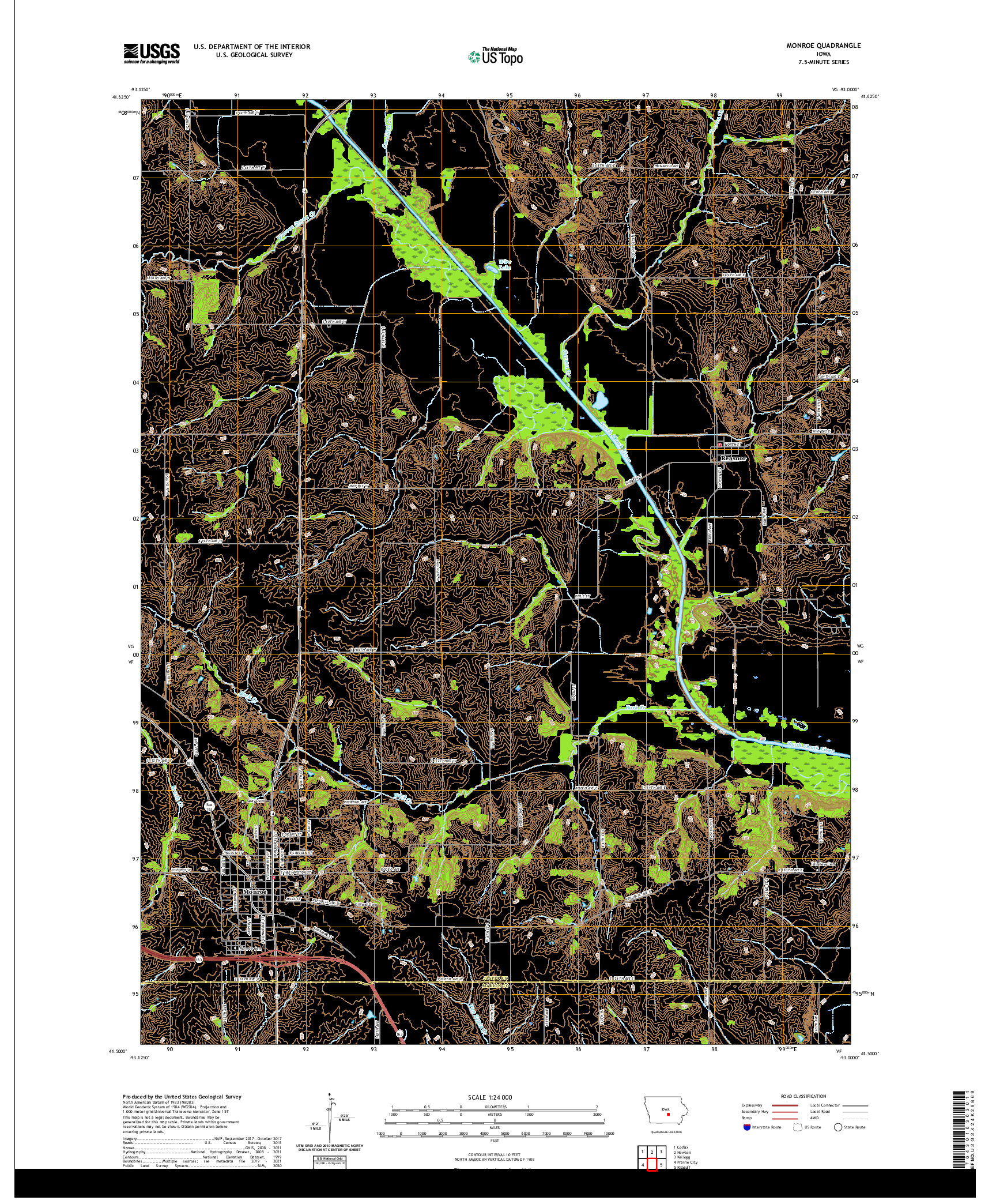 US TOPO 7.5-MINUTE MAP FOR MONROE, IA