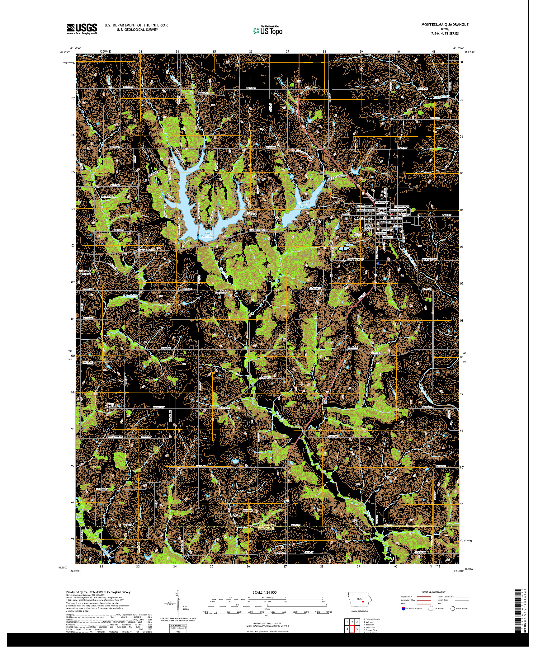 US TOPO 7.5-MINUTE MAP FOR MONTEZUMA, IA