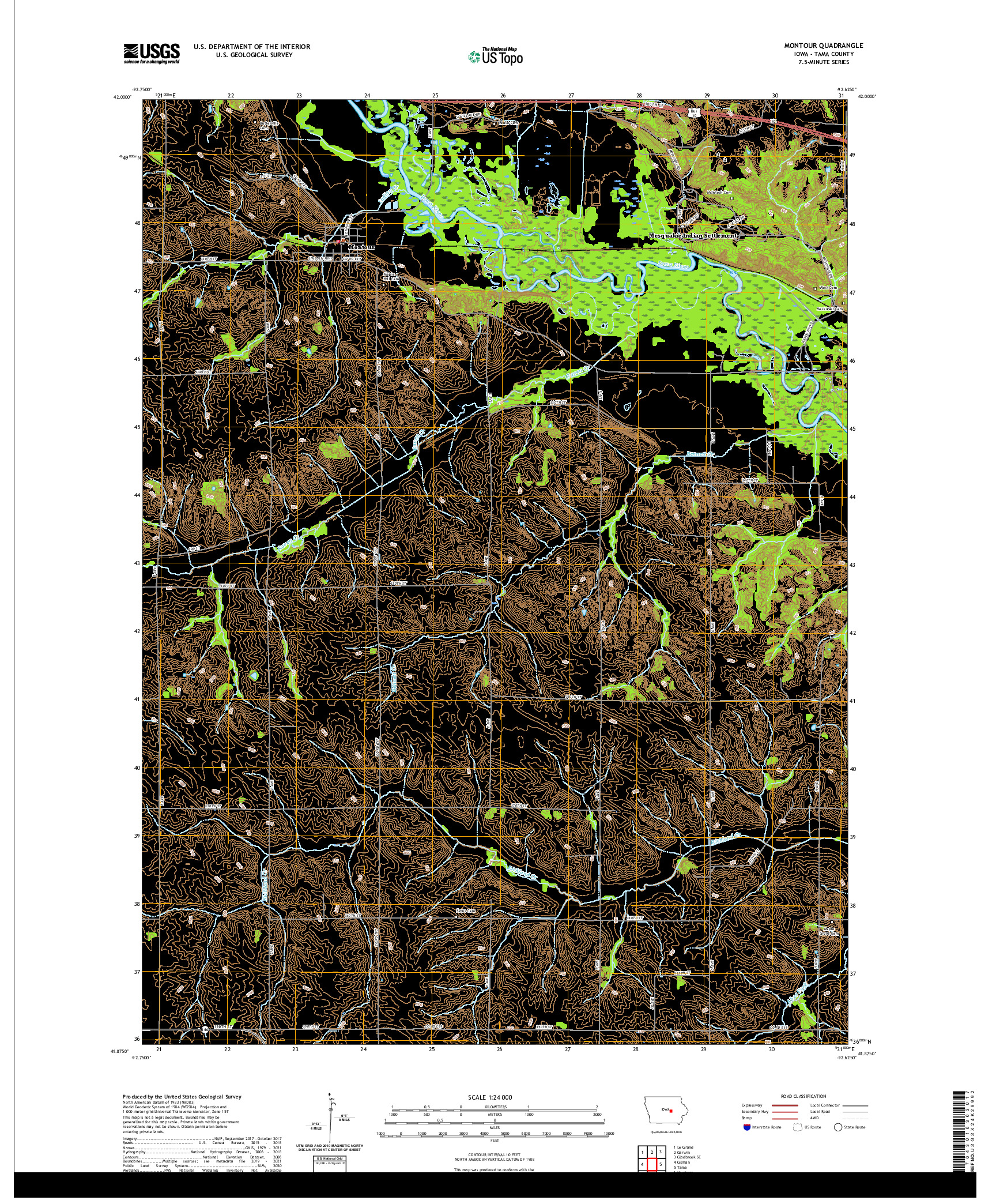 US TOPO 7.5-MINUTE MAP FOR MONTOUR, IA