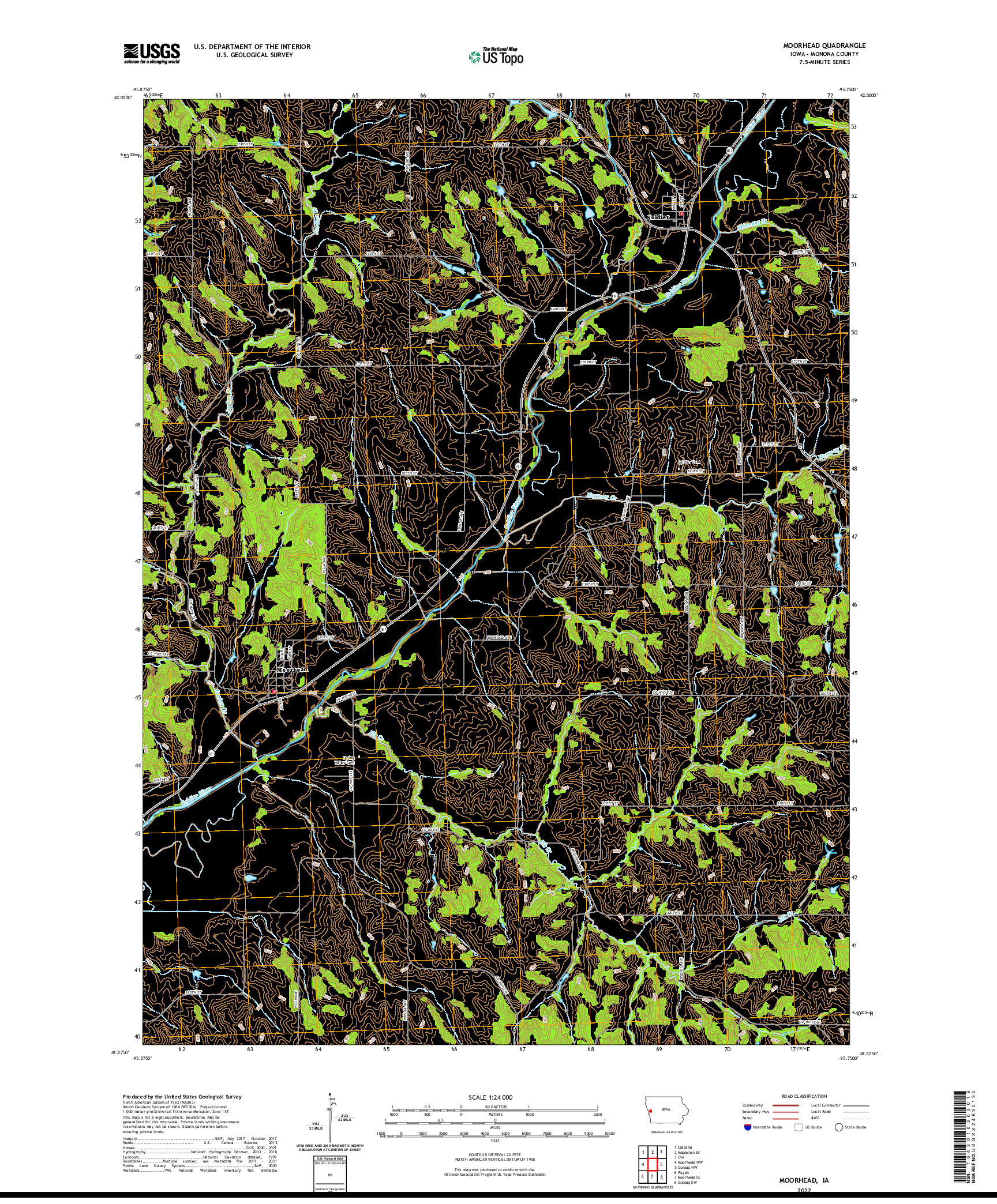 US TOPO 7.5-MINUTE MAP FOR MOORHEAD, IA