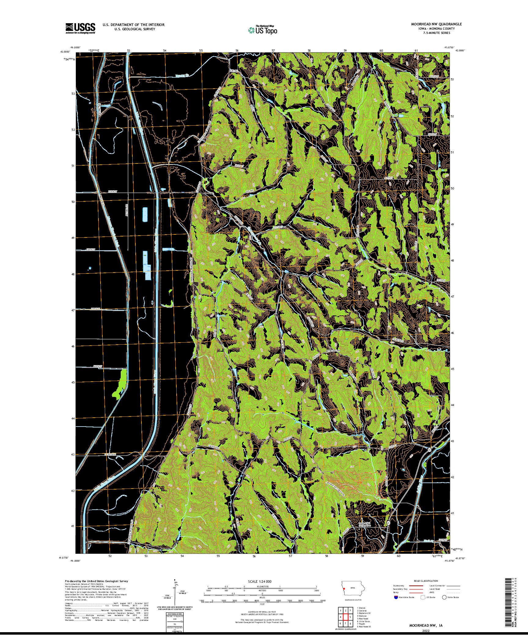 US TOPO 7.5-MINUTE MAP FOR MOORHEAD NW, IA