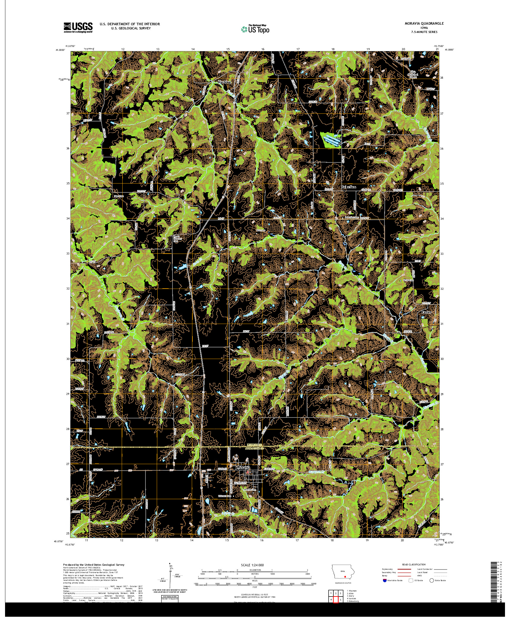 US TOPO 7.5-MINUTE MAP FOR MORAVIA, IA