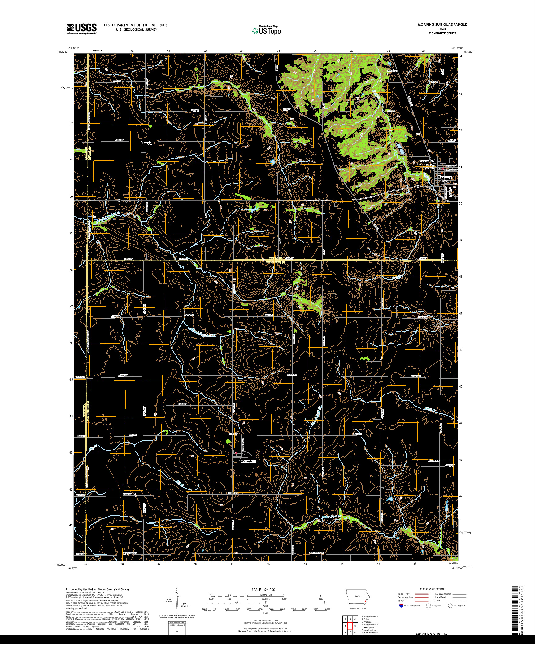 US TOPO 7.5-MINUTE MAP FOR MORNING SUN, IA