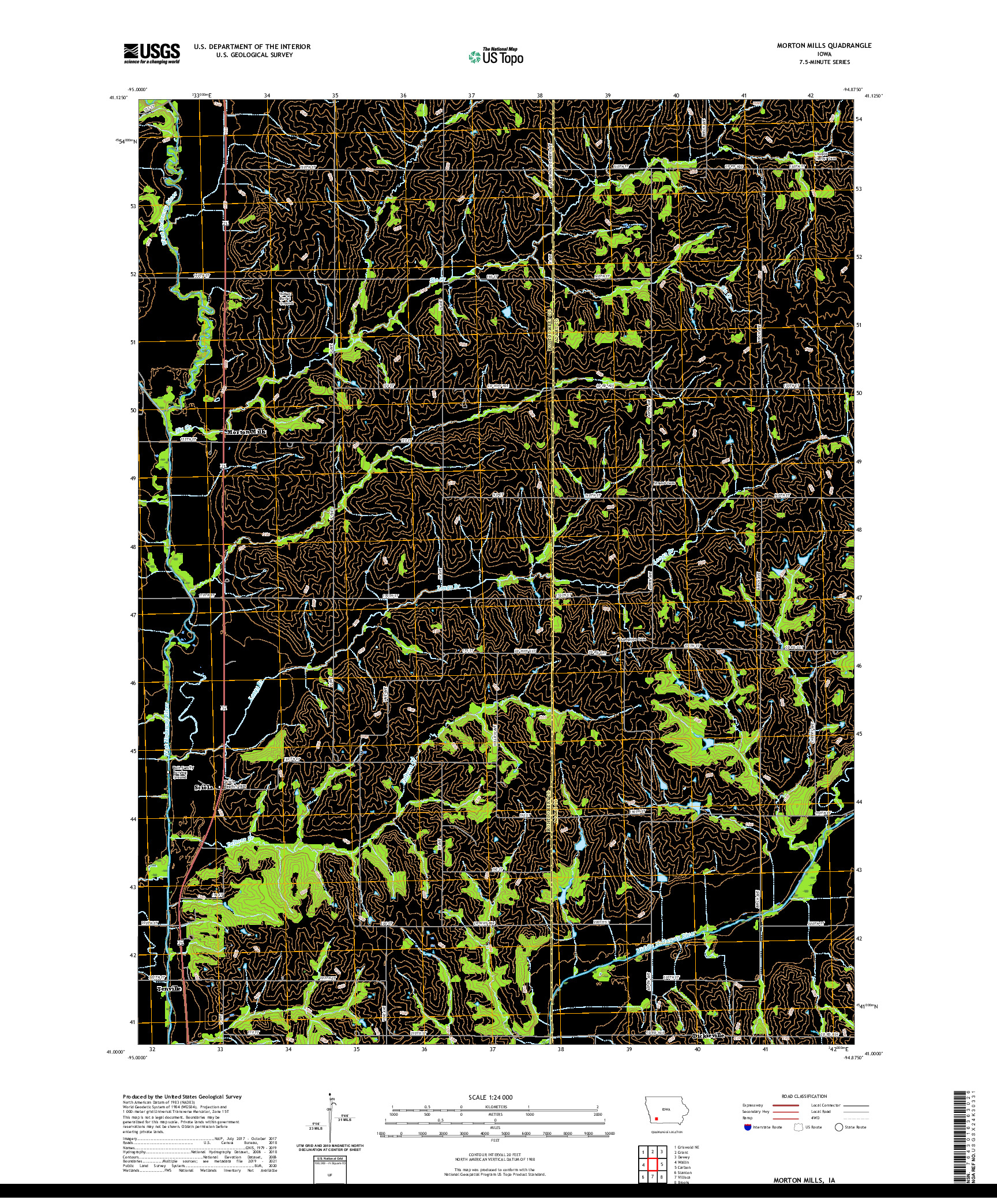 US TOPO 7.5-MINUTE MAP FOR MORTON MILLS, IA