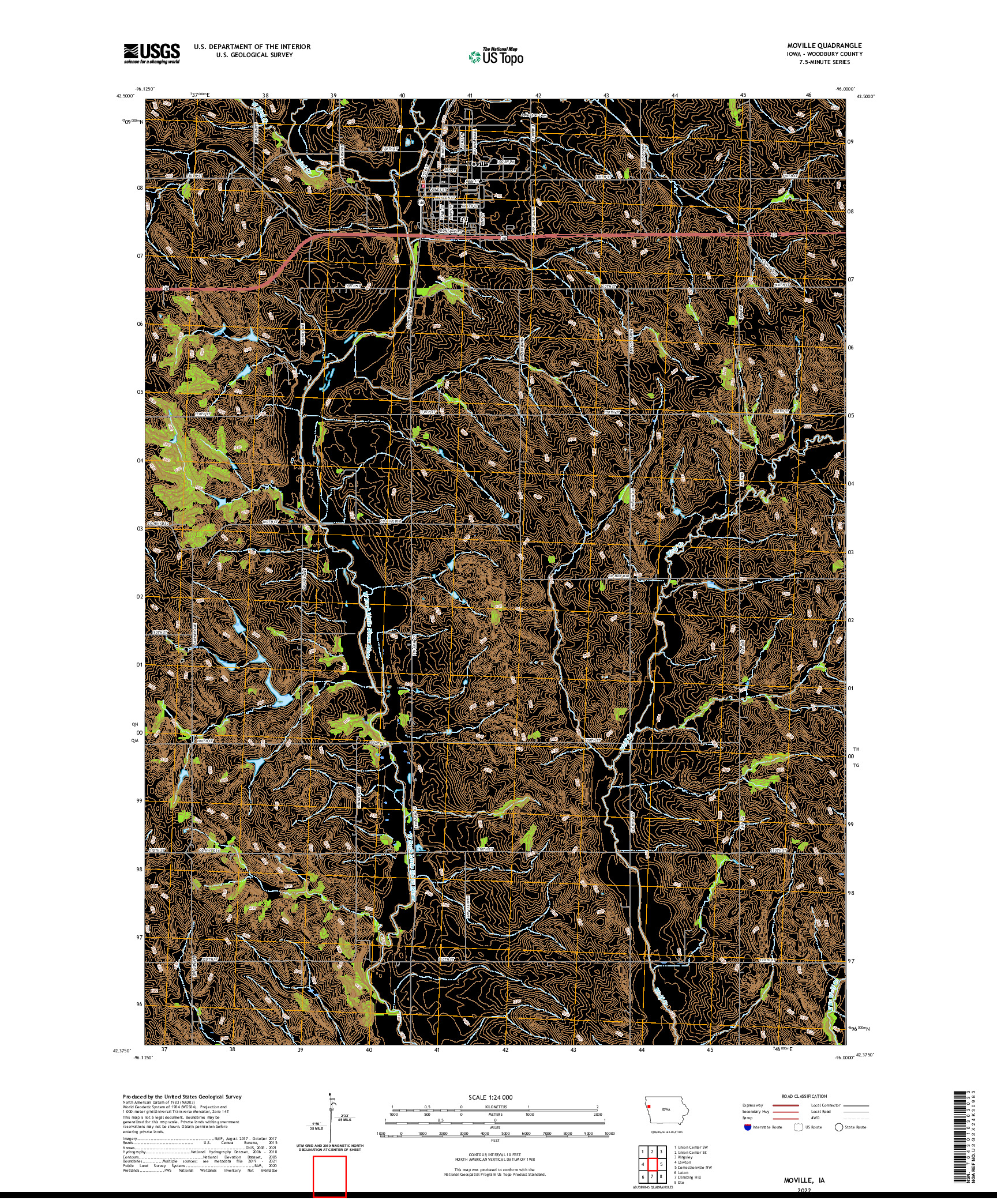 US TOPO 7.5-MINUTE MAP FOR MOVILLE, IA