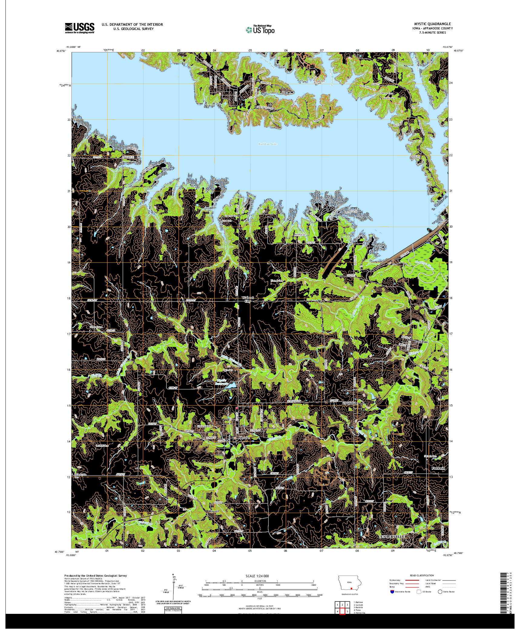 US TOPO 7.5-MINUTE MAP FOR MYSTIC, IA