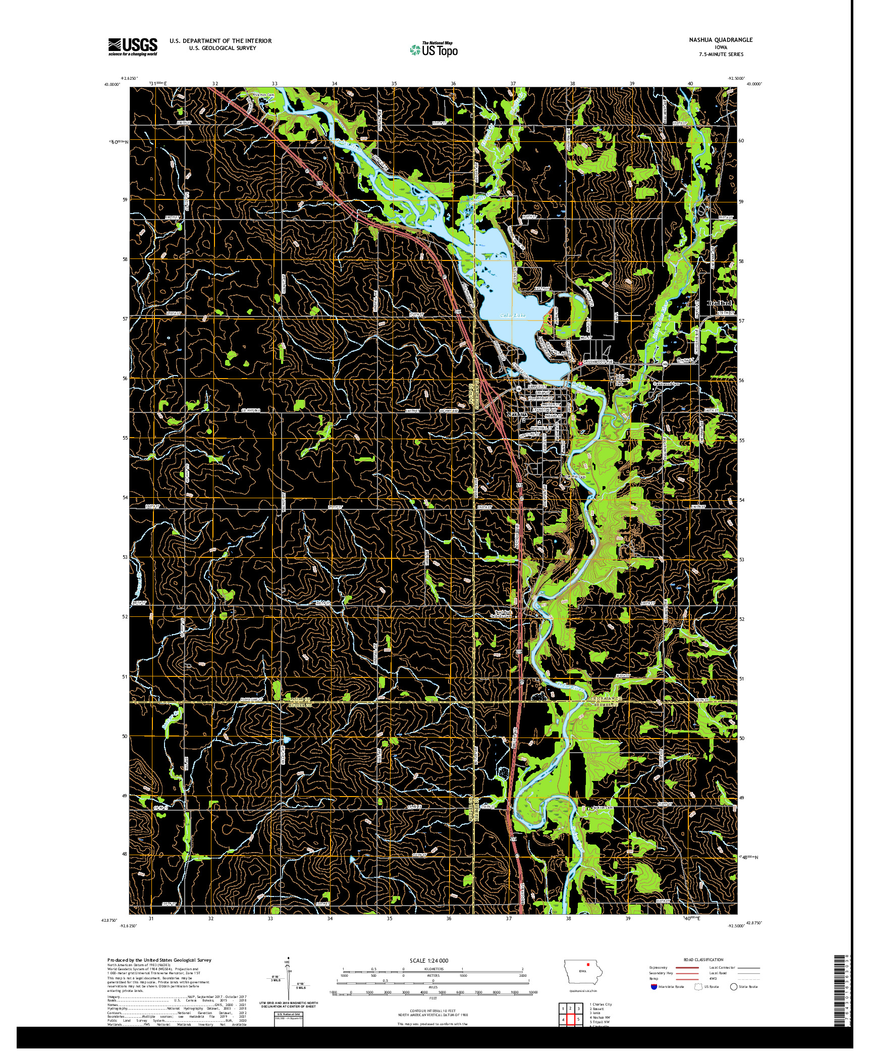 US TOPO 7.5-MINUTE MAP FOR NASHUA, IA