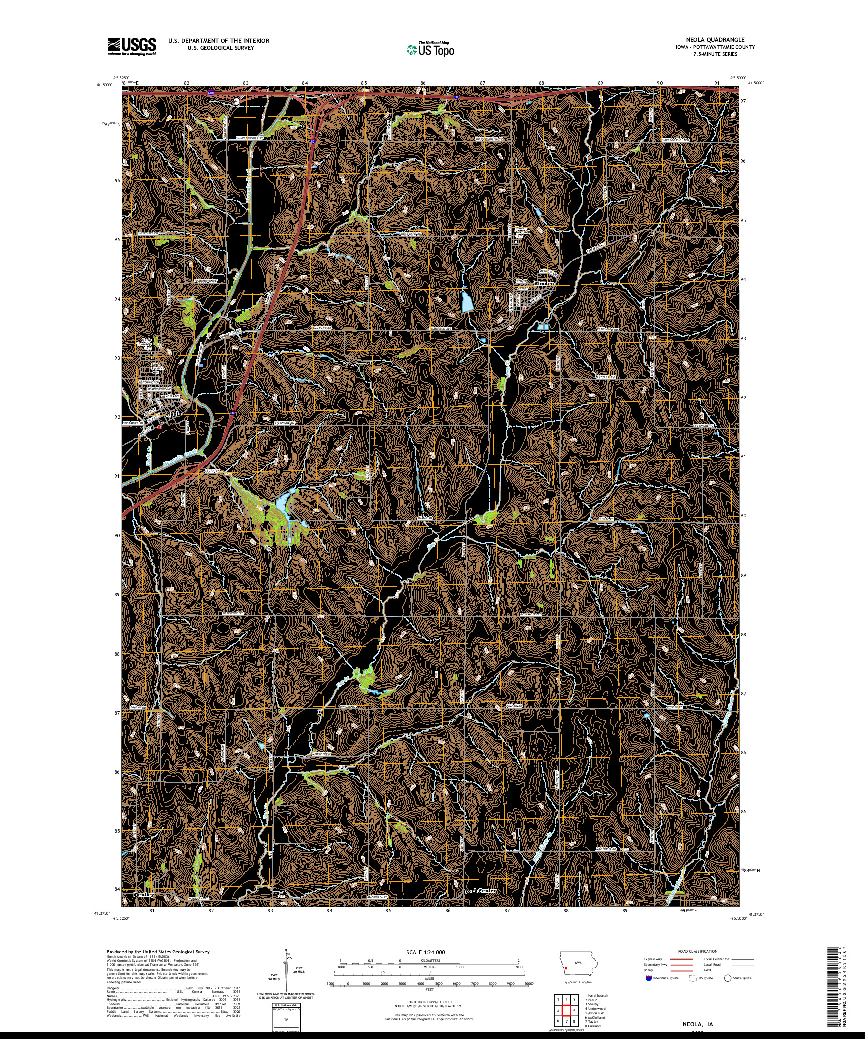 US TOPO 7.5-MINUTE MAP FOR NEOLA, IA