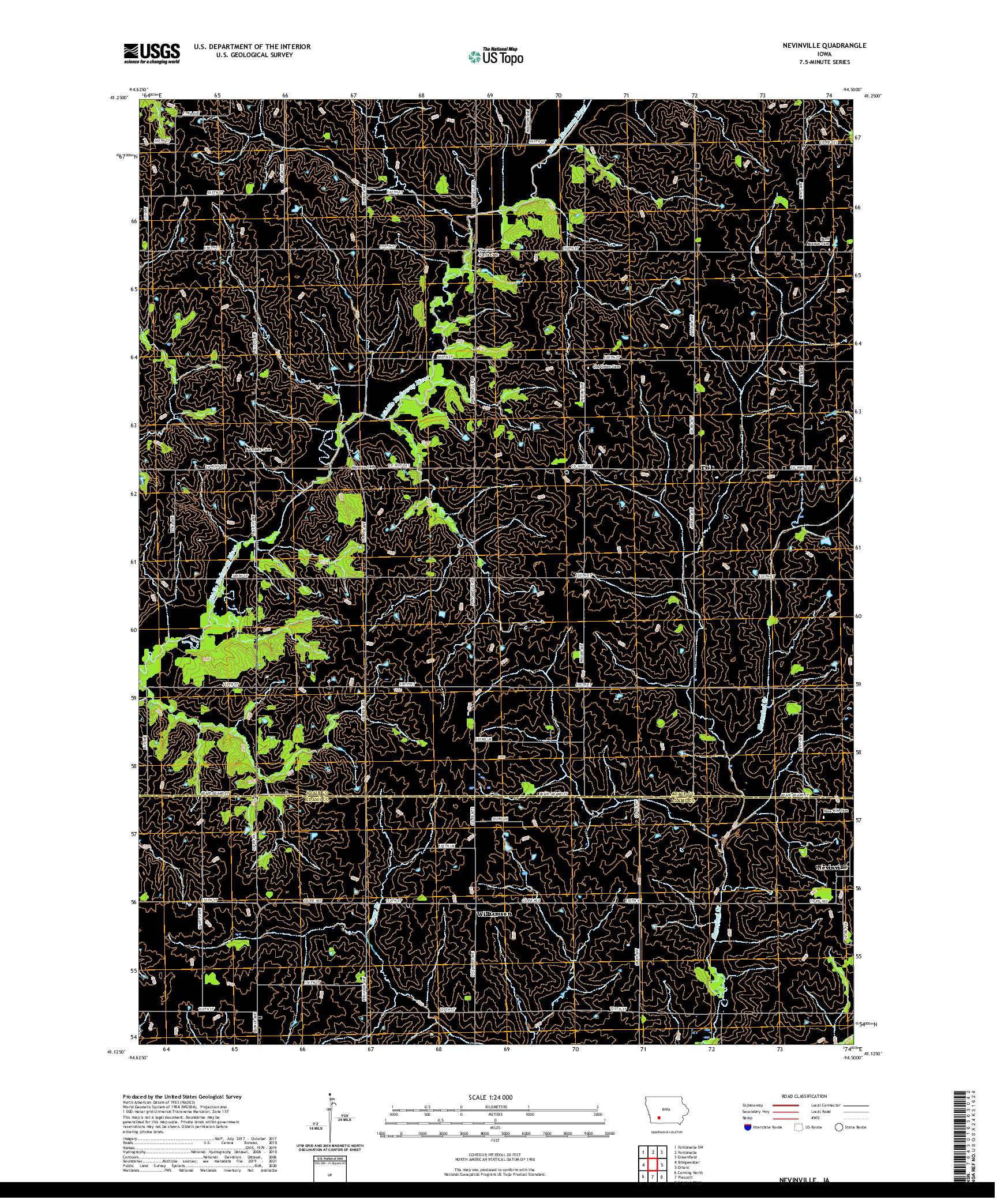 US TOPO 7.5-MINUTE MAP FOR NEVINVILLE, IA