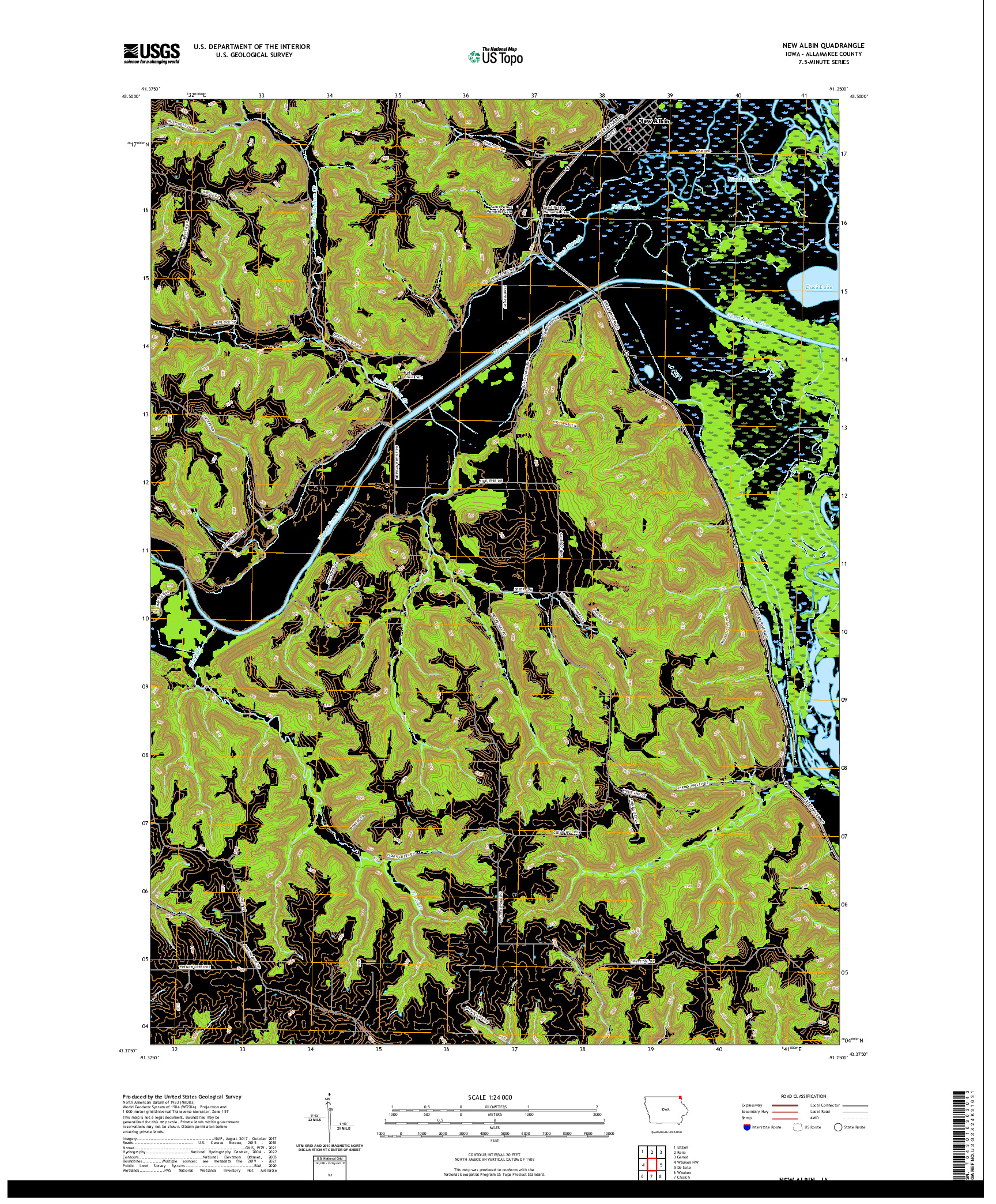 US TOPO 7.5-MINUTE MAP FOR NEW ALBIN, IA