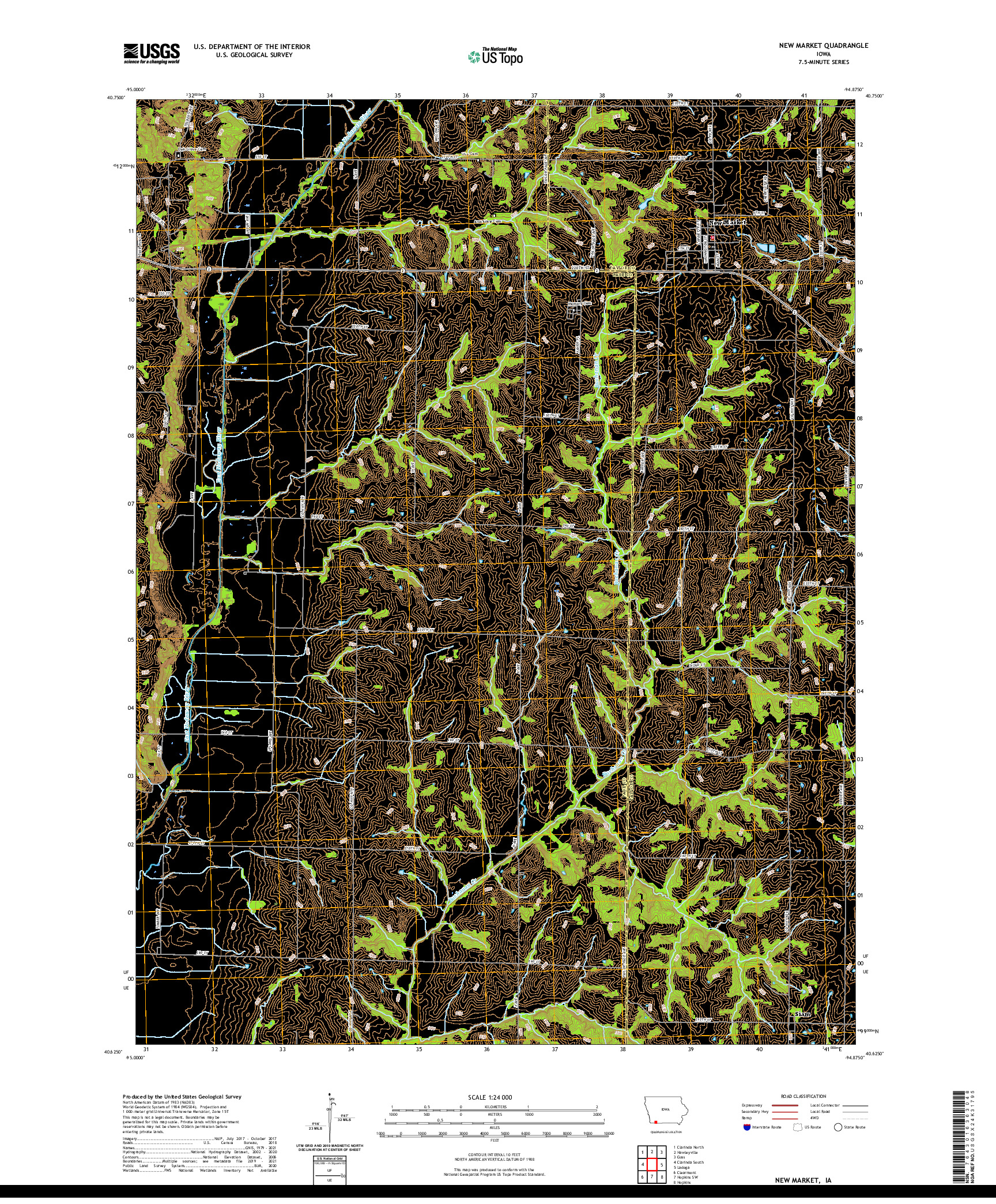 US TOPO 7.5-MINUTE MAP FOR NEW MARKET, IA