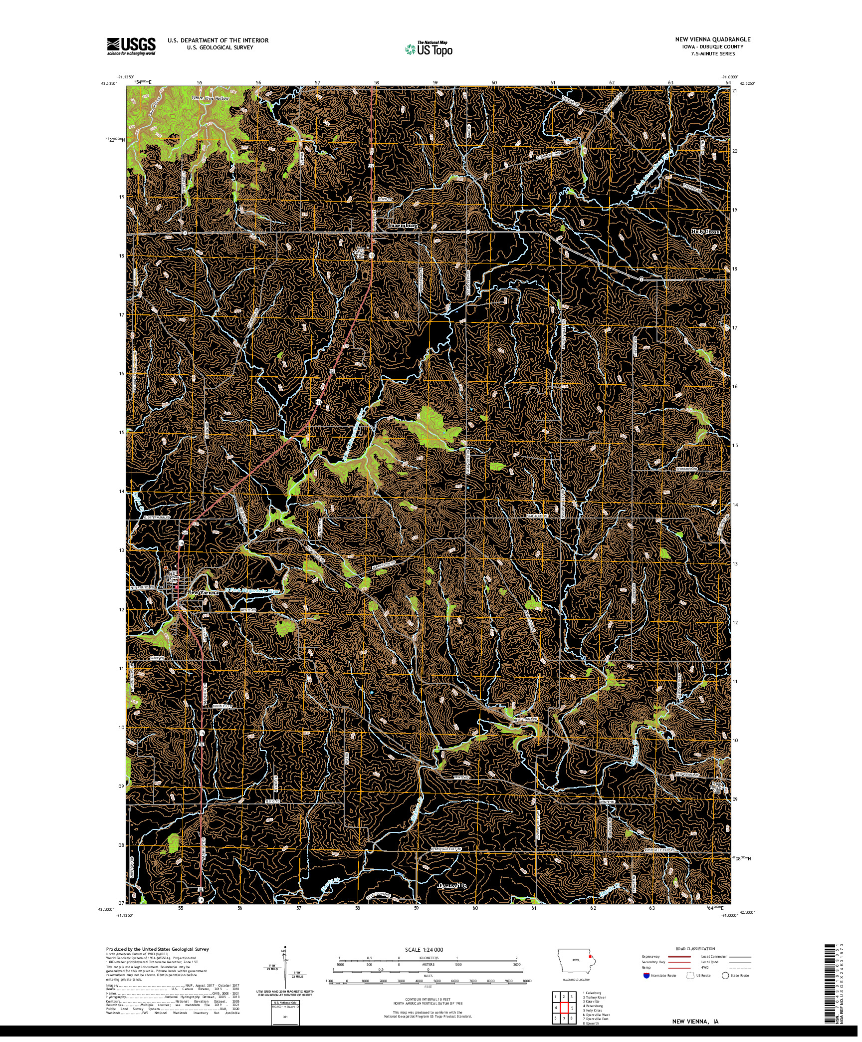 US TOPO 7.5-MINUTE MAP FOR NEW VIENNA, IA