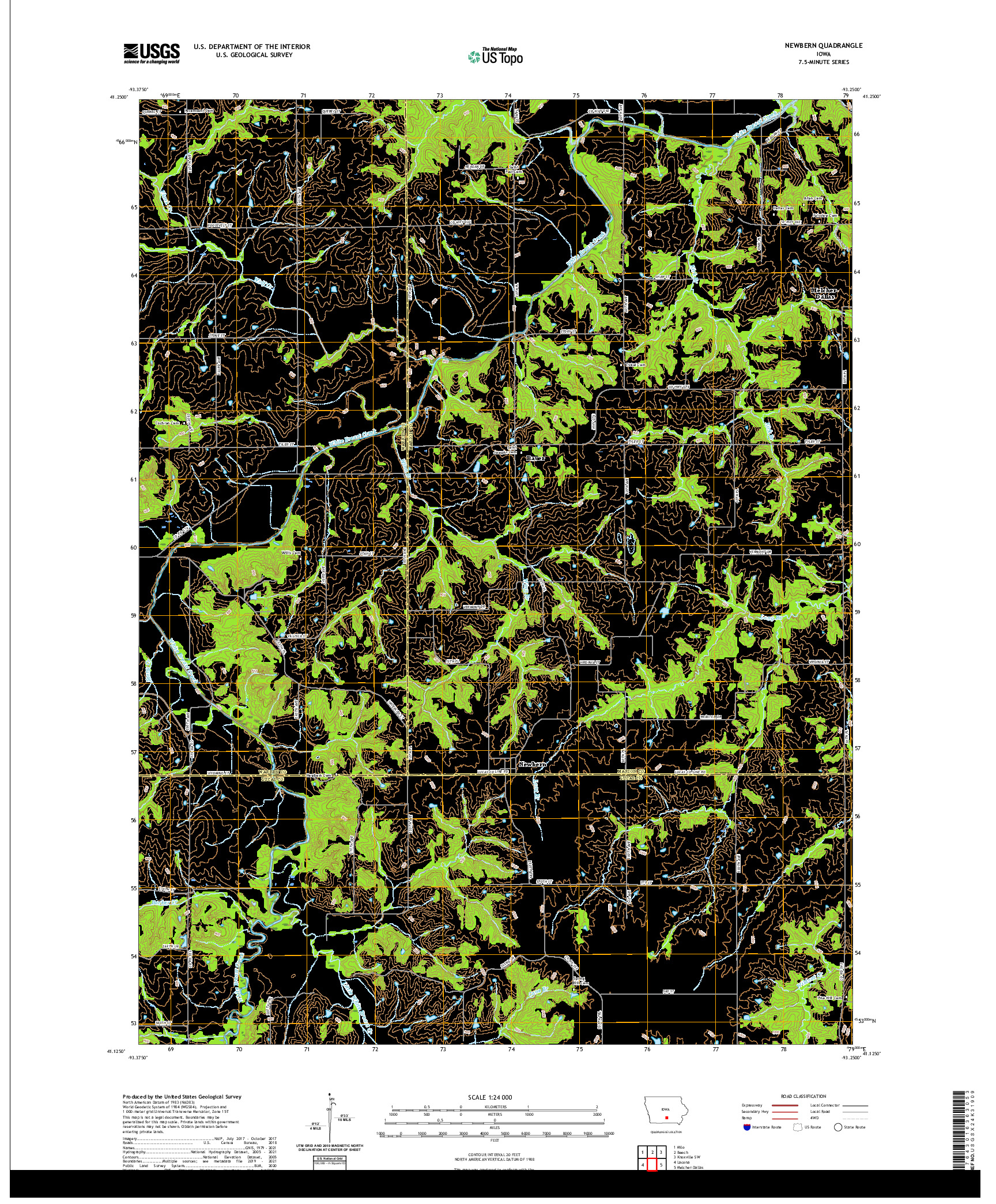 US TOPO 7.5-MINUTE MAP FOR NEWBERN, IA