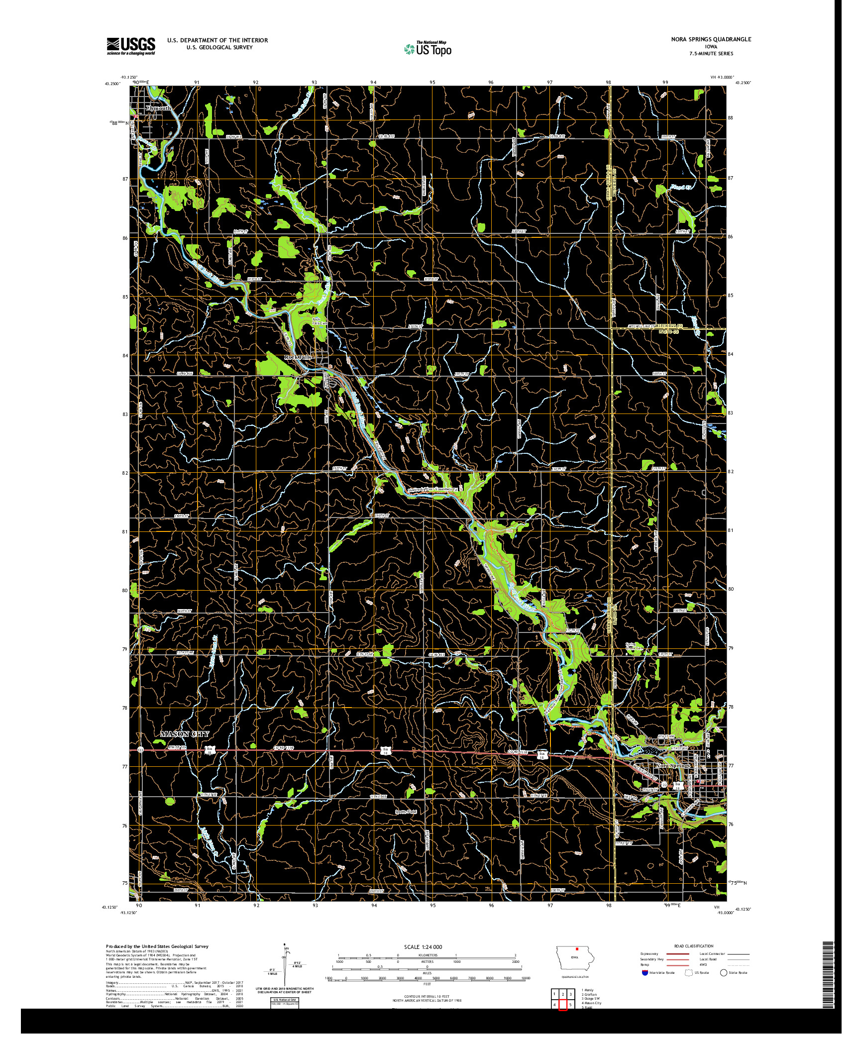 US TOPO 7.5-MINUTE MAP FOR NORA SPRINGS, IA