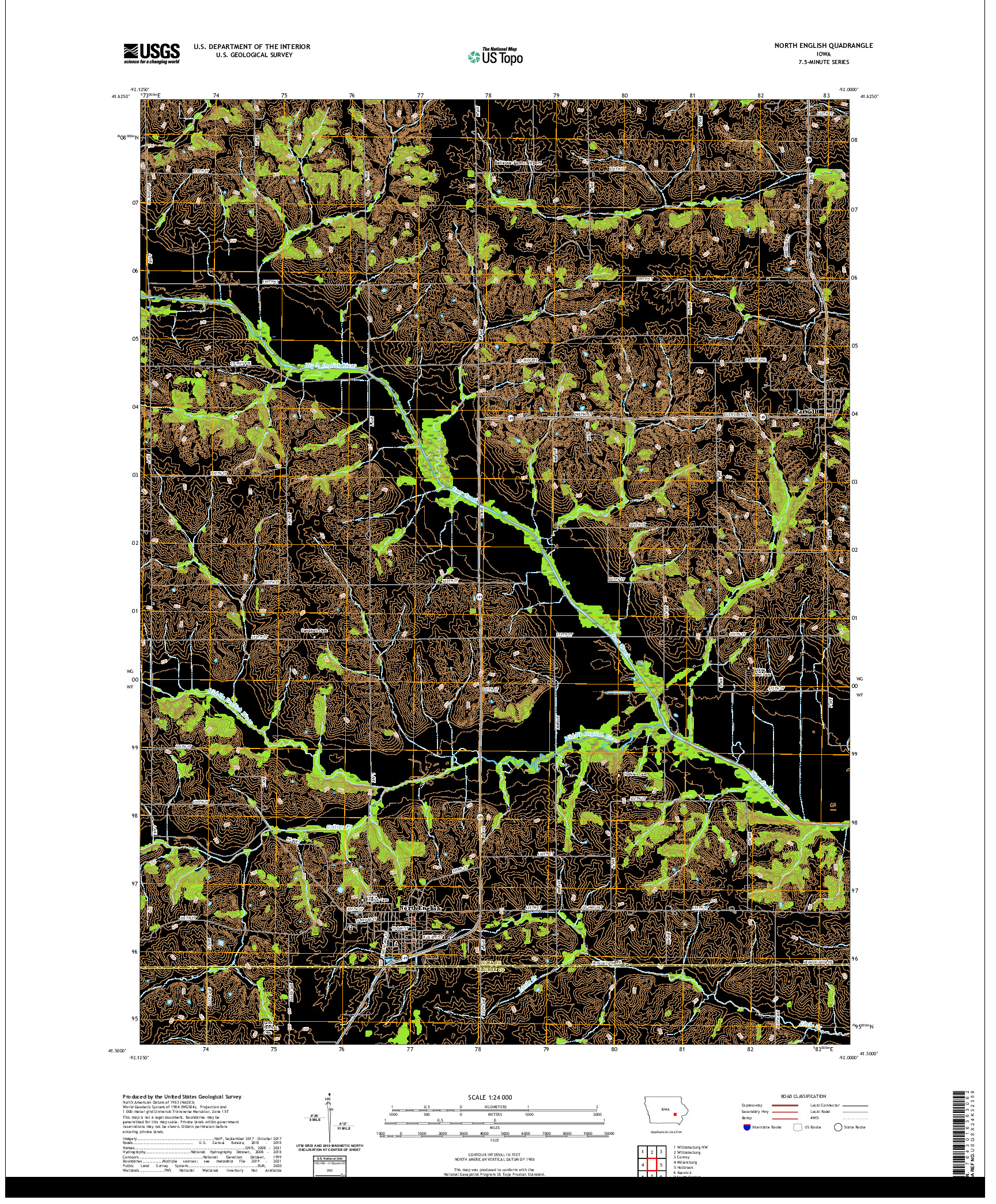 US TOPO 7.5-MINUTE MAP FOR NORTH ENGLISH, IA