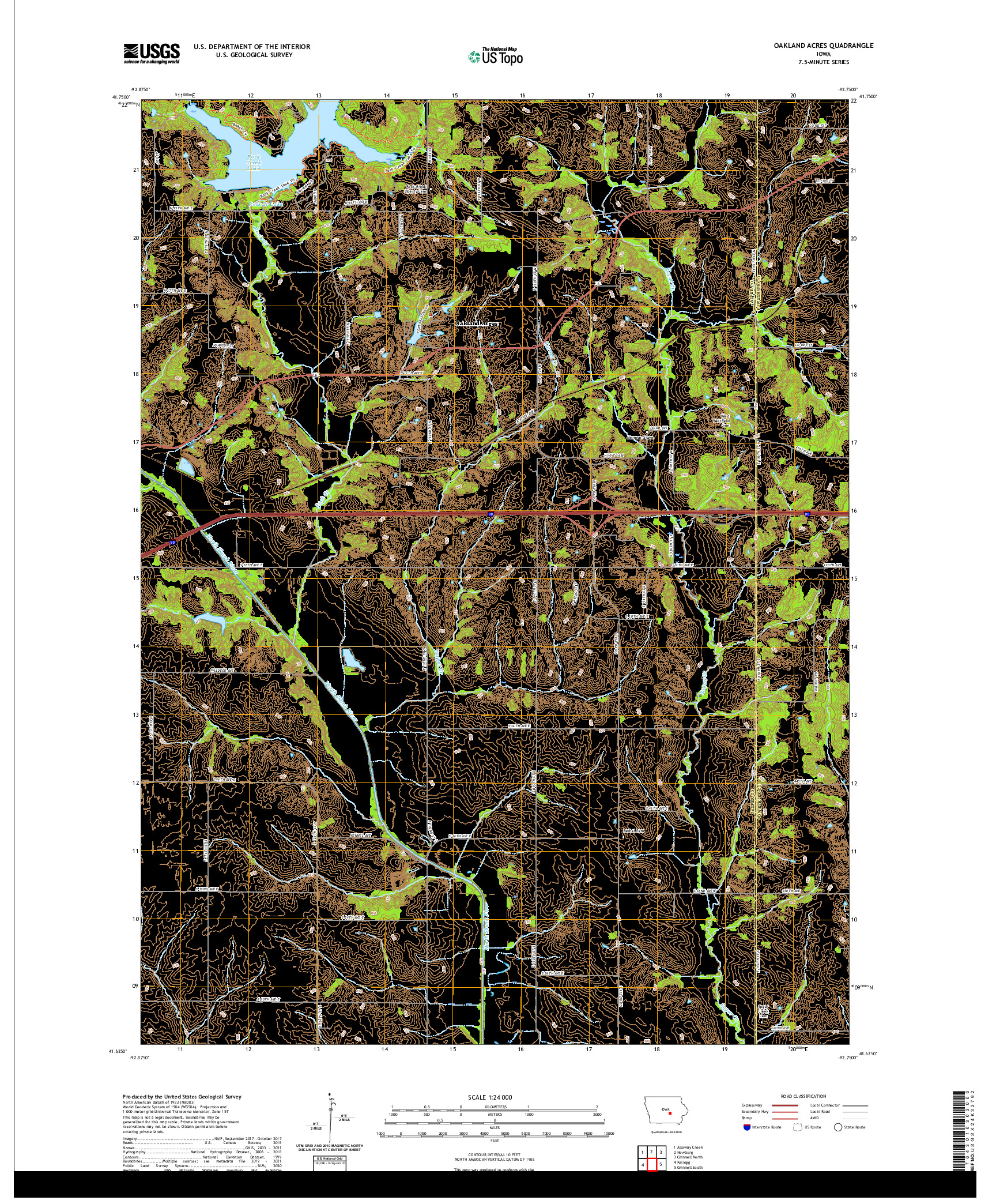 US TOPO 7.5-MINUTE MAP FOR OAKLAND ACRES, IA