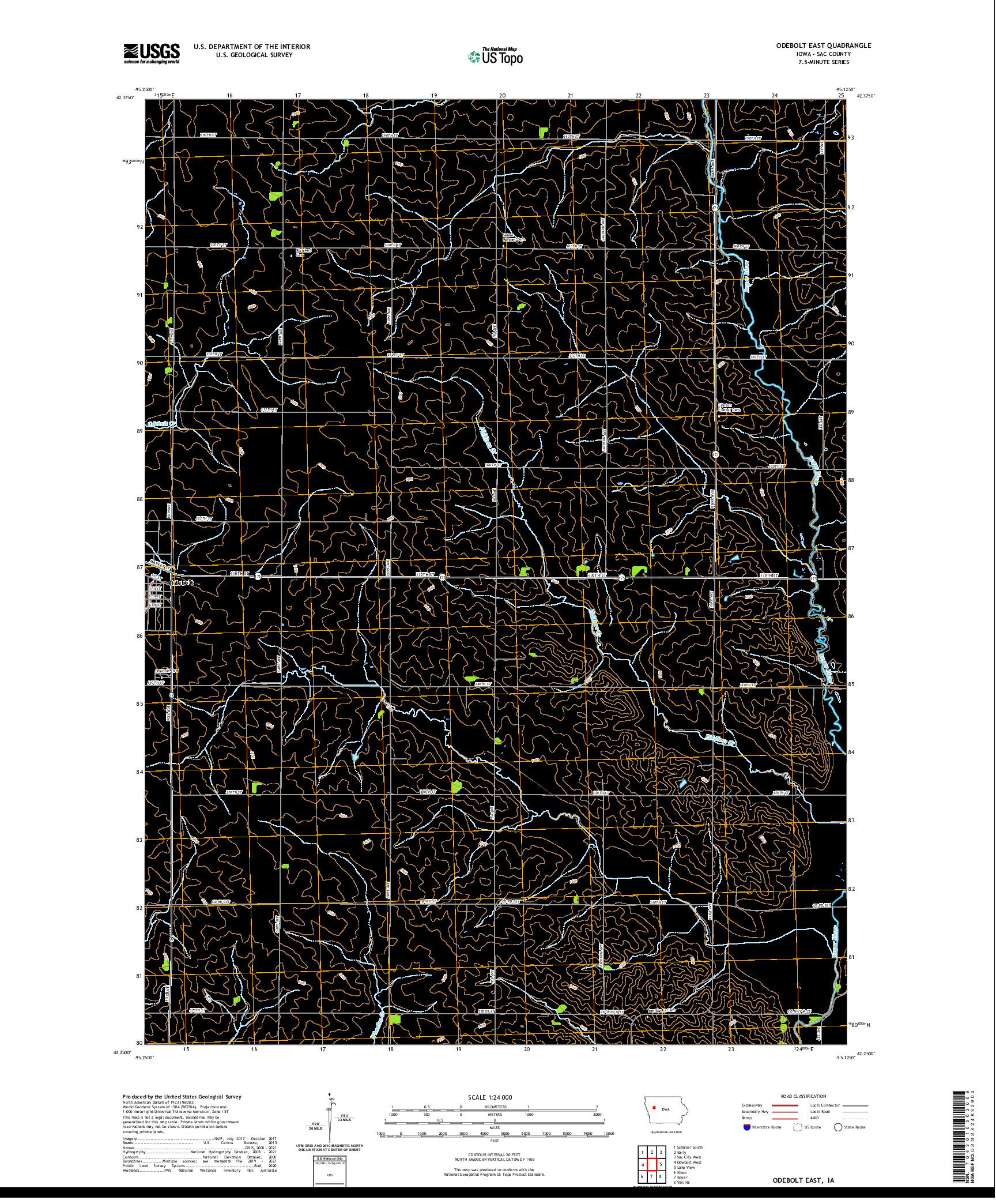 US TOPO 7.5-MINUTE MAP FOR ODEBOLT EAST, IA