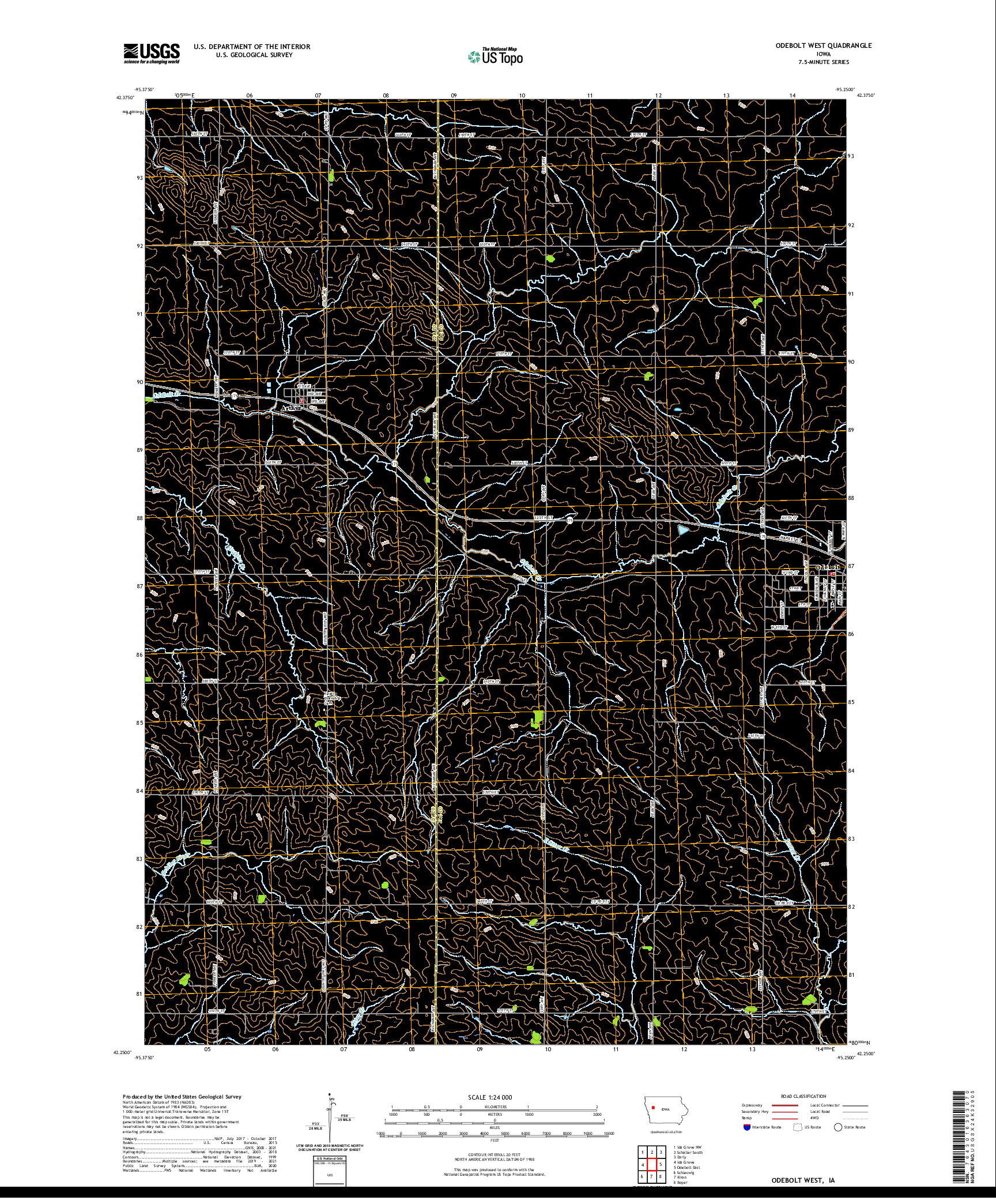 US TOPO 7.5-MINUTE MAP FOR ODEBOLT WEST, IA