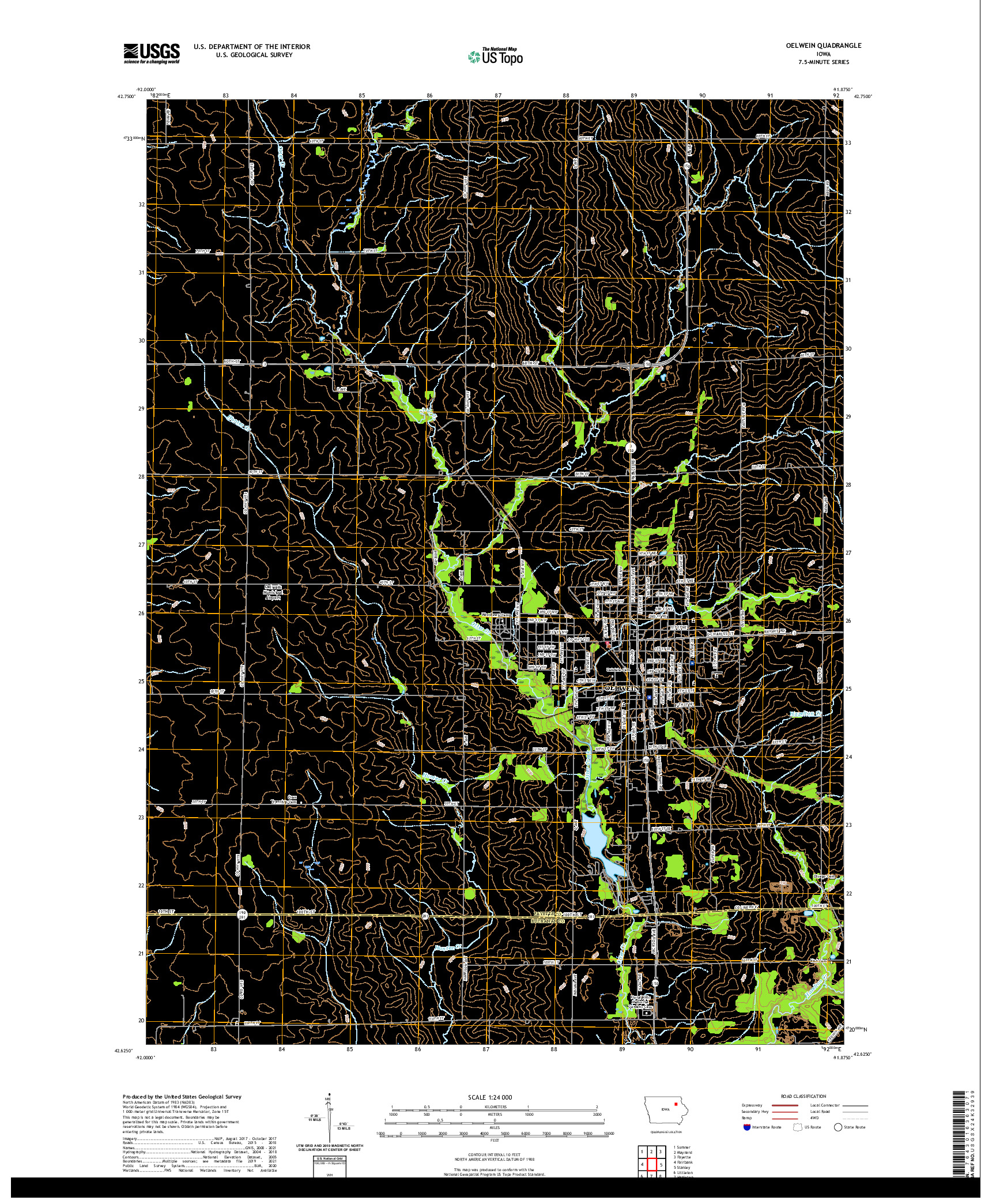 US TOPO 7.5-MINUTE MAP FOR OELWEIN, IA