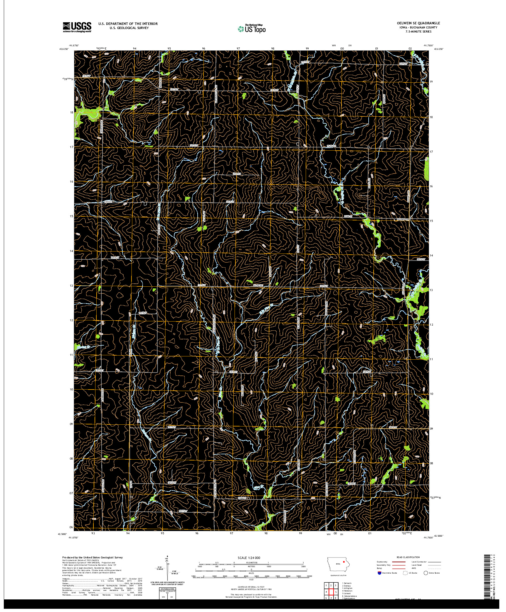 US TOPO 7.5-MINUTE MAP FOR OELWEIN SE, IA