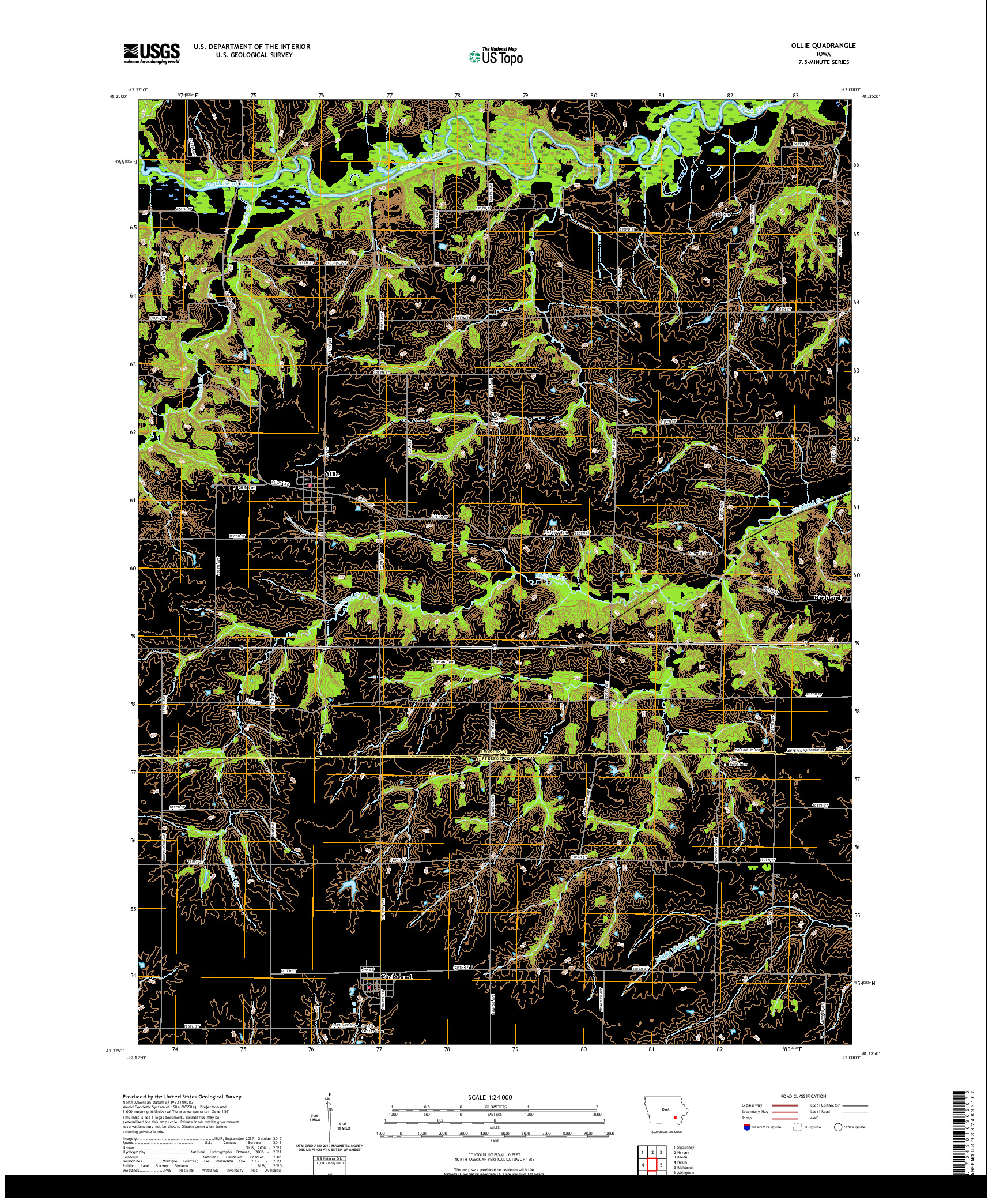 US TOPO 7.5-MINUTE MAP FOR OLLIE, IA