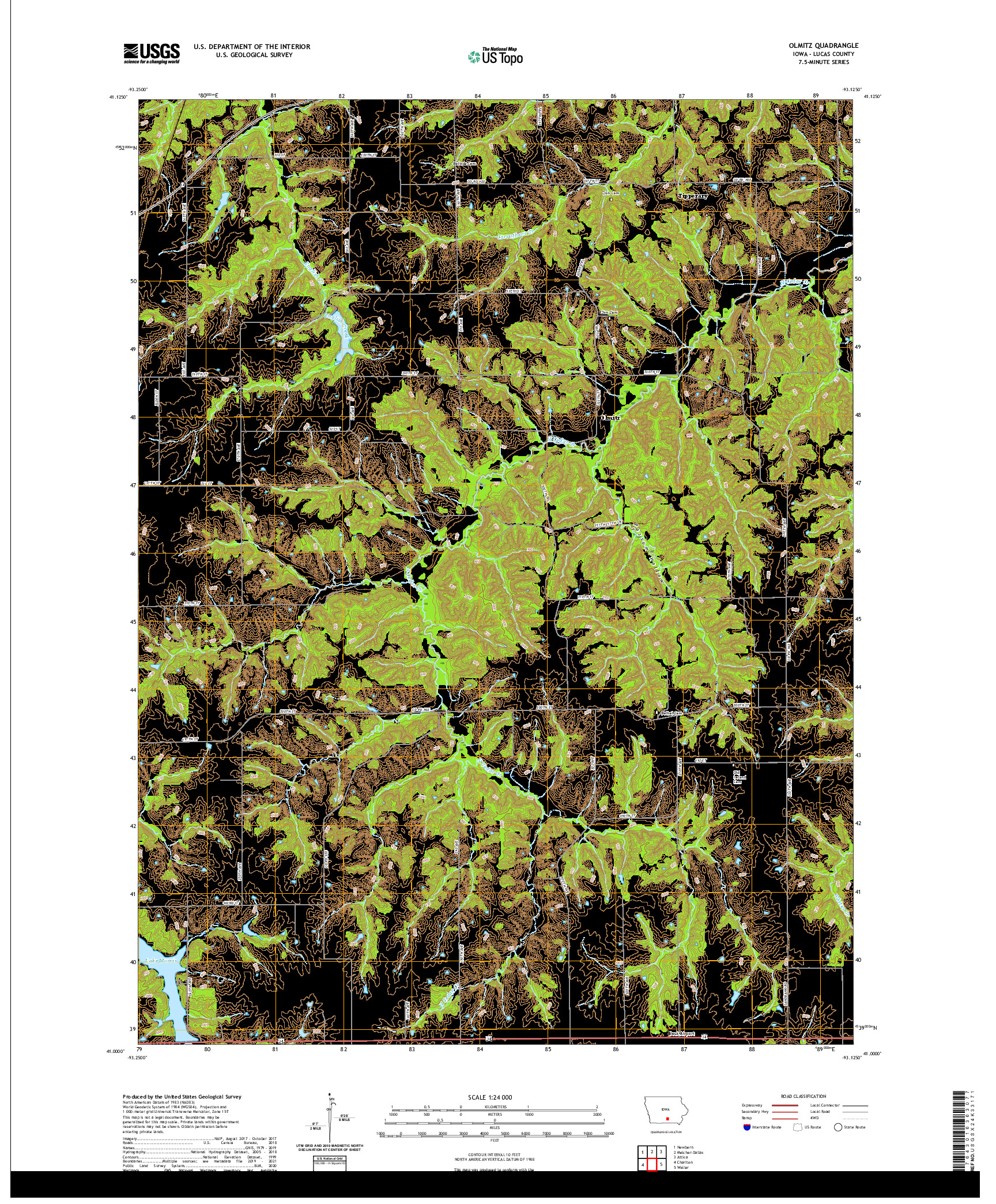 US TOPO 7.5-MINUTE MAP FOR OLMITZ, IA