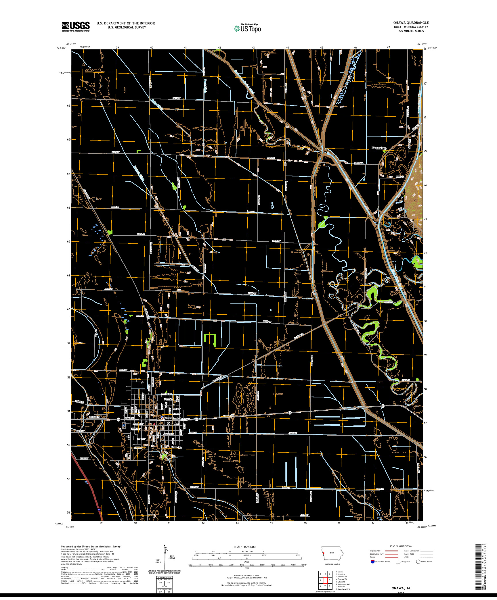 US TOPO 7.5-MINUTE MAP FOR ONAWA, IA